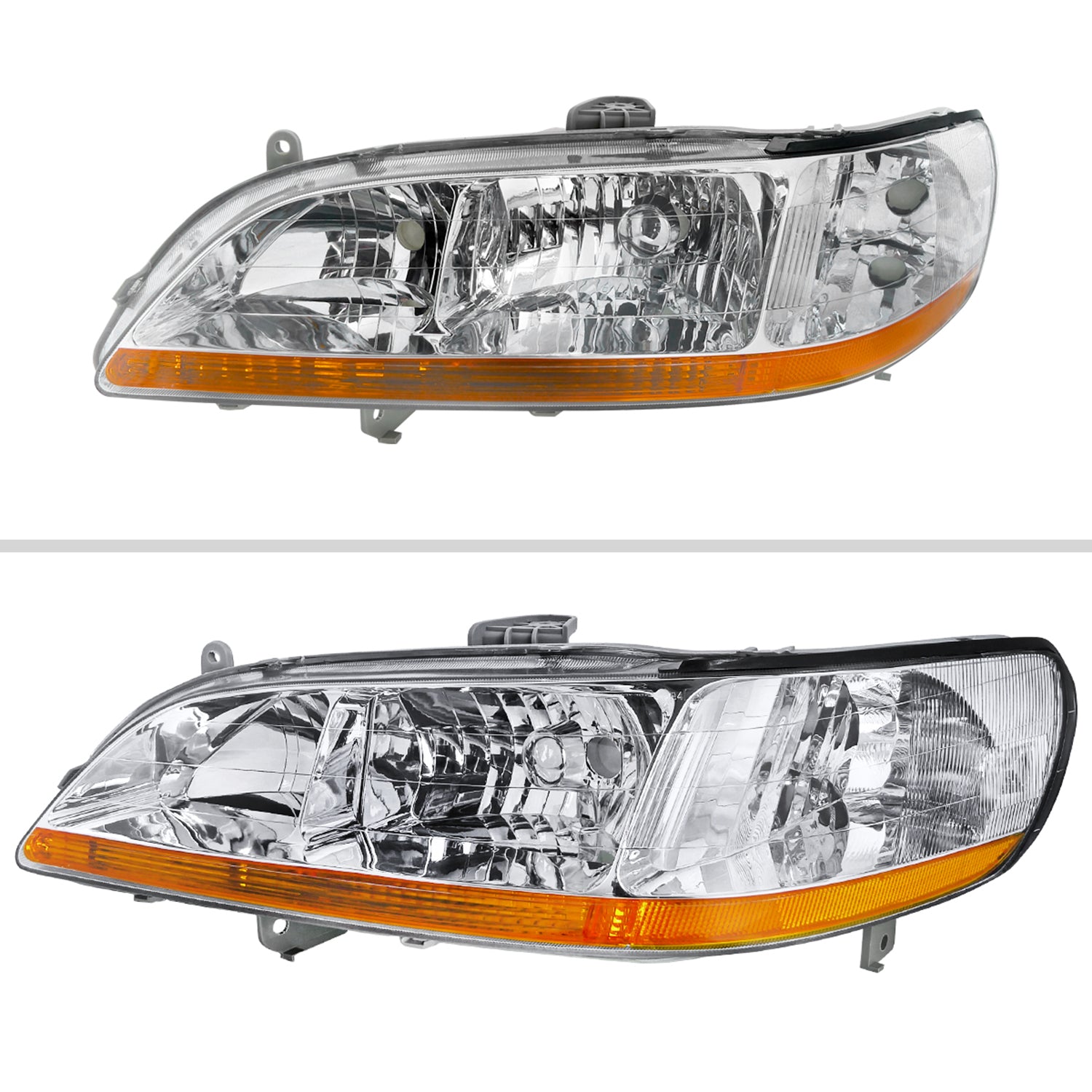 1998-2002 Honda Accord Factory Crystal Headlights Amber Reflector Chrome/Clear