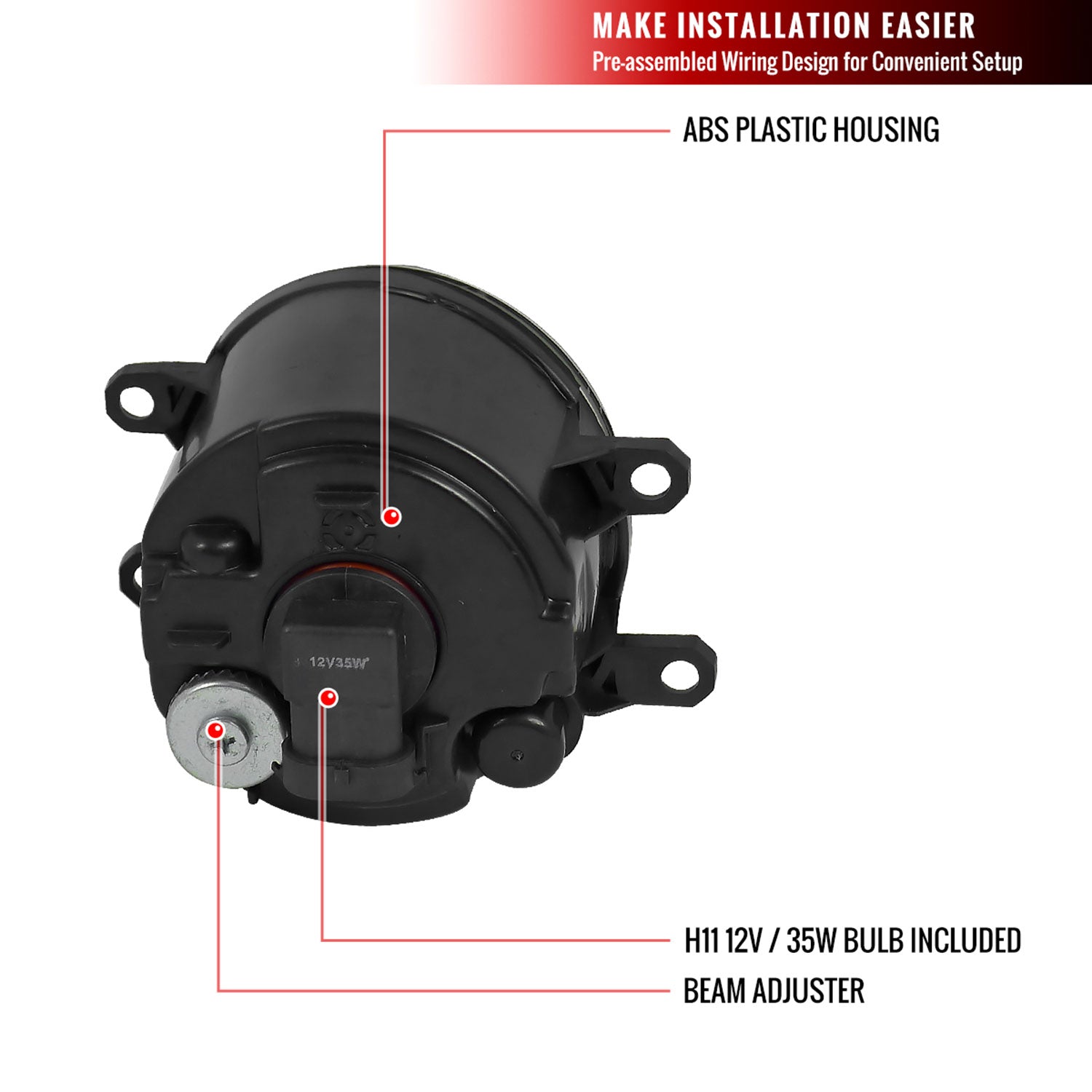 2007-2009 Toyota Camry H11 Fog Lights Kit Chrome Housing/Clear Lens