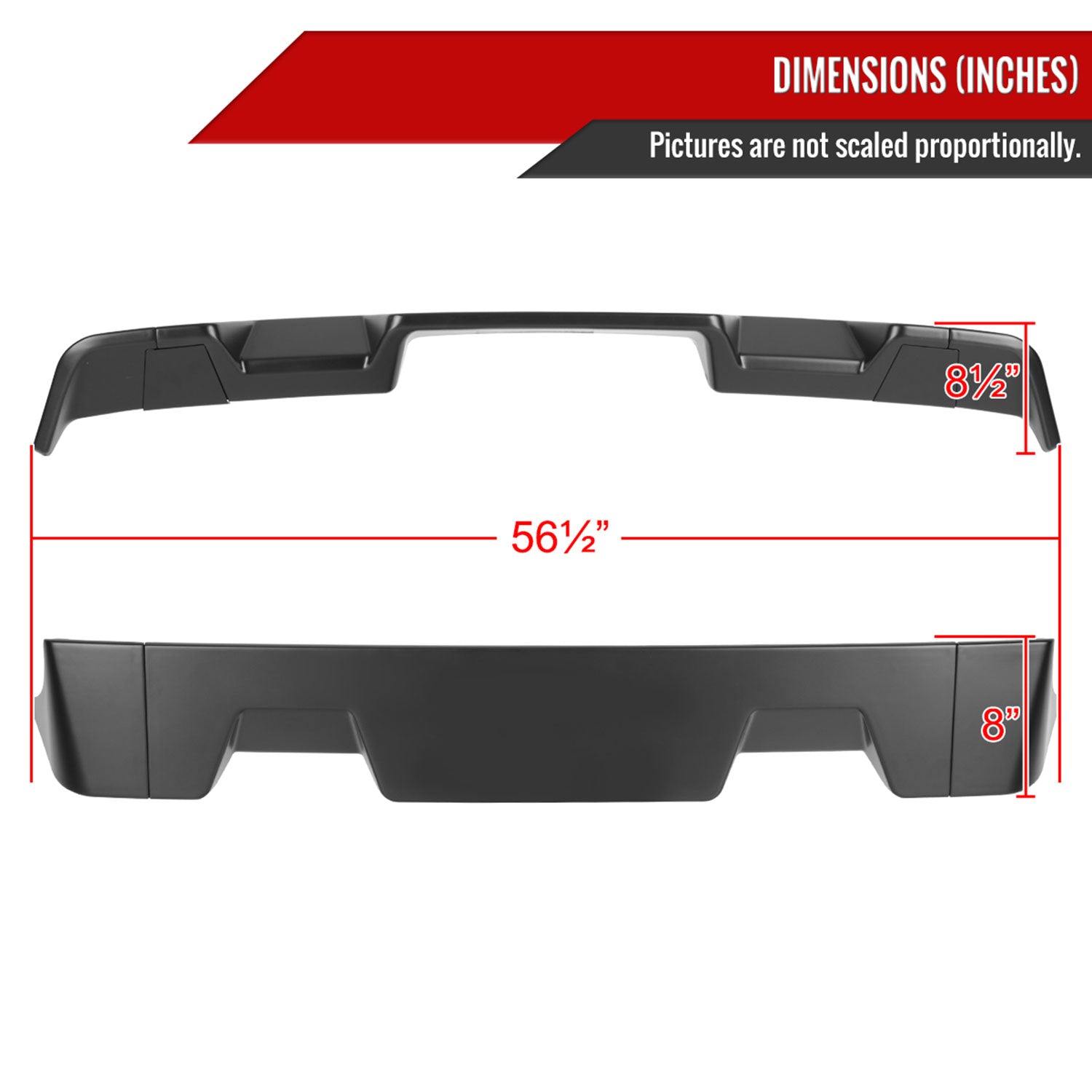 2008-2014 GMC Sierra 2500HD Rear Roof Matte Black Truck Spoiler Wing Kit