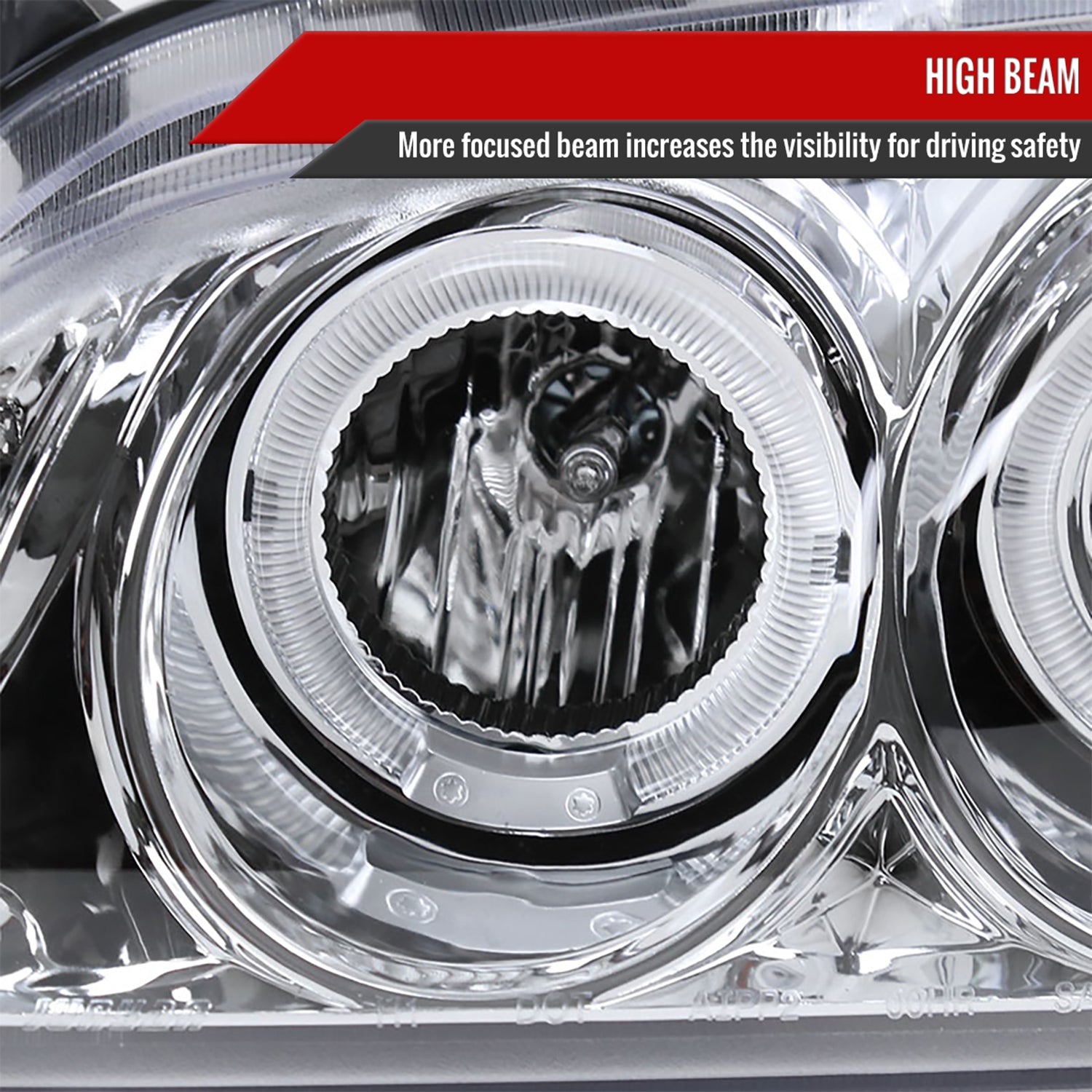 2000-2003 Nissan Sentra Dual Halo Projector Headlights Chrome/Clear Lens