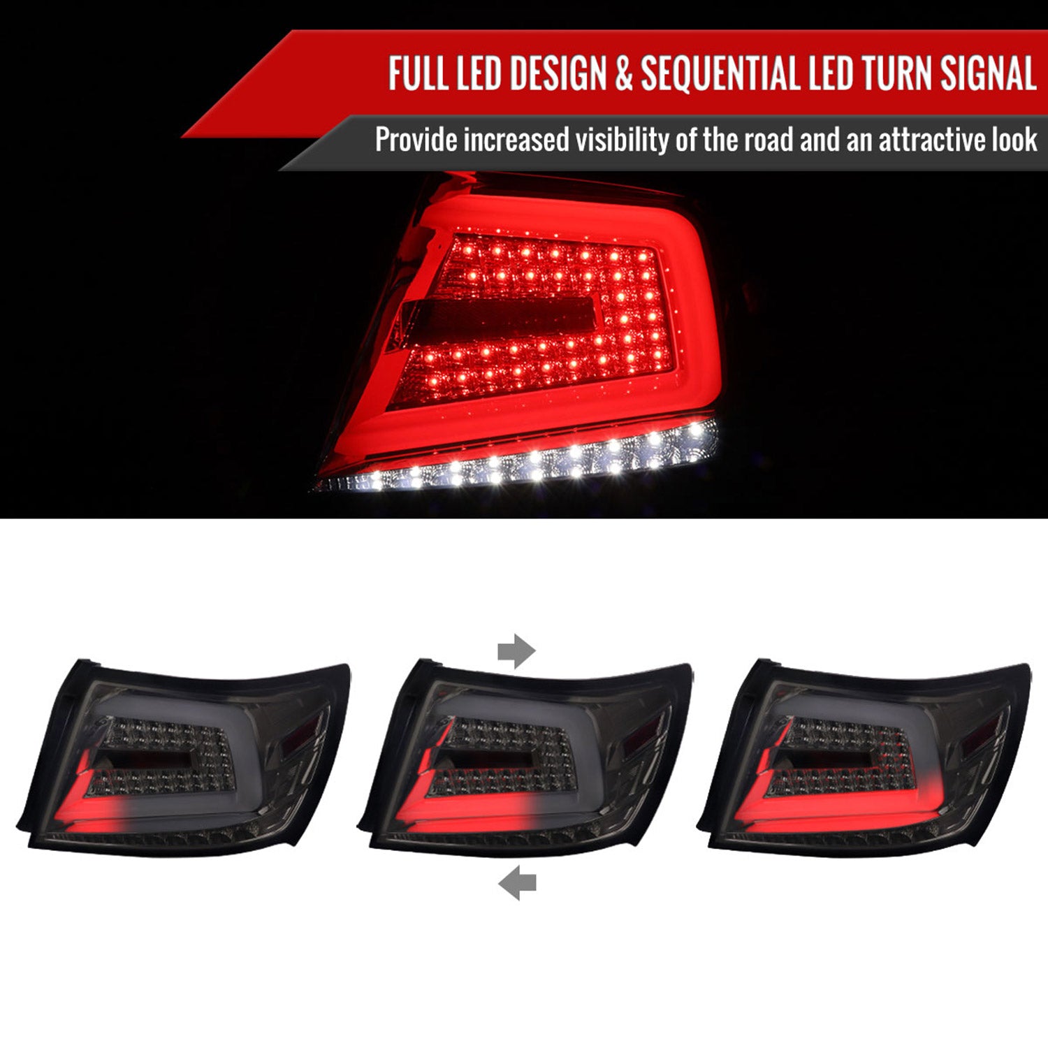 2008-2014 Subaru Impreza WRX/STI LED Turn Signal Tail lights Chrome/Smoke