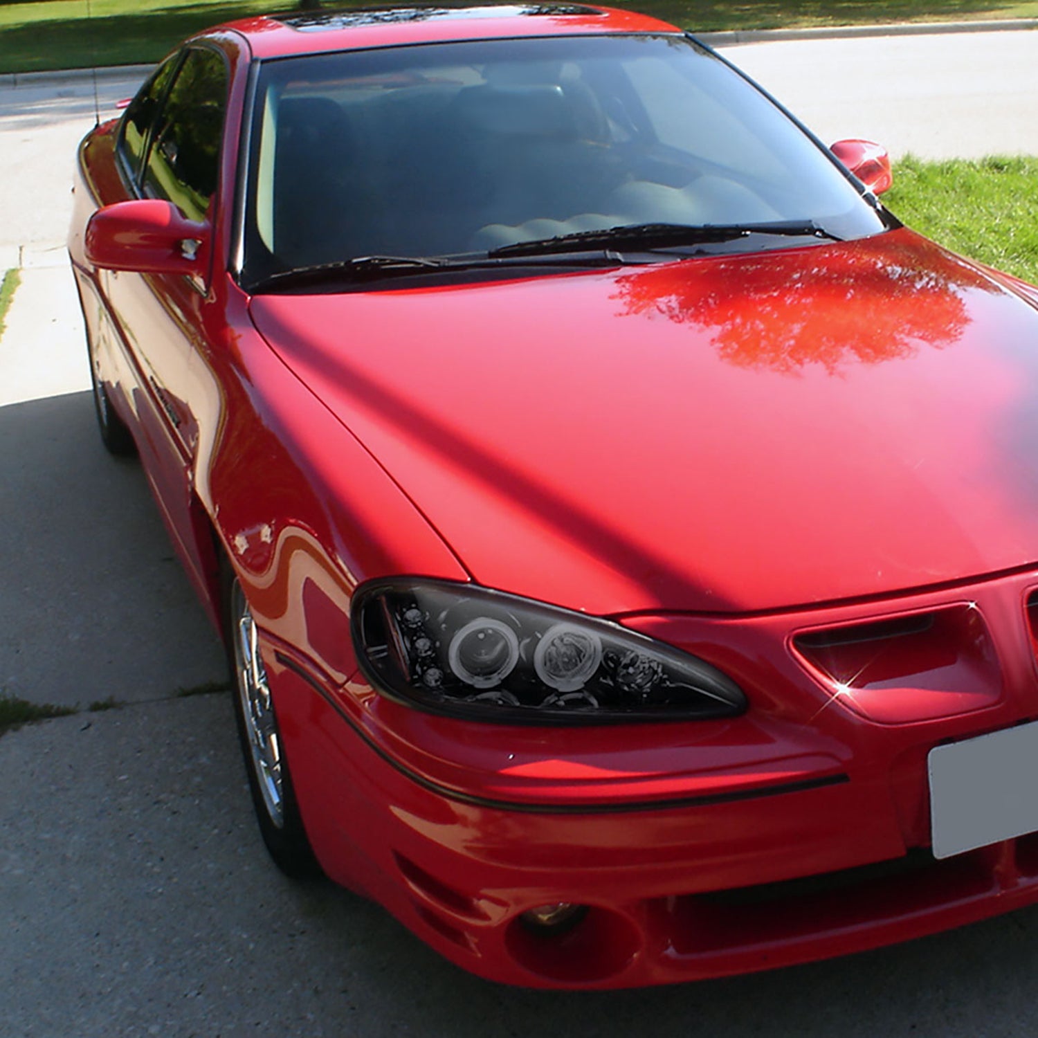 1999-2005 Pontiac Grand AM Dual Halo Projector Headlights Glossy Black/Smoke