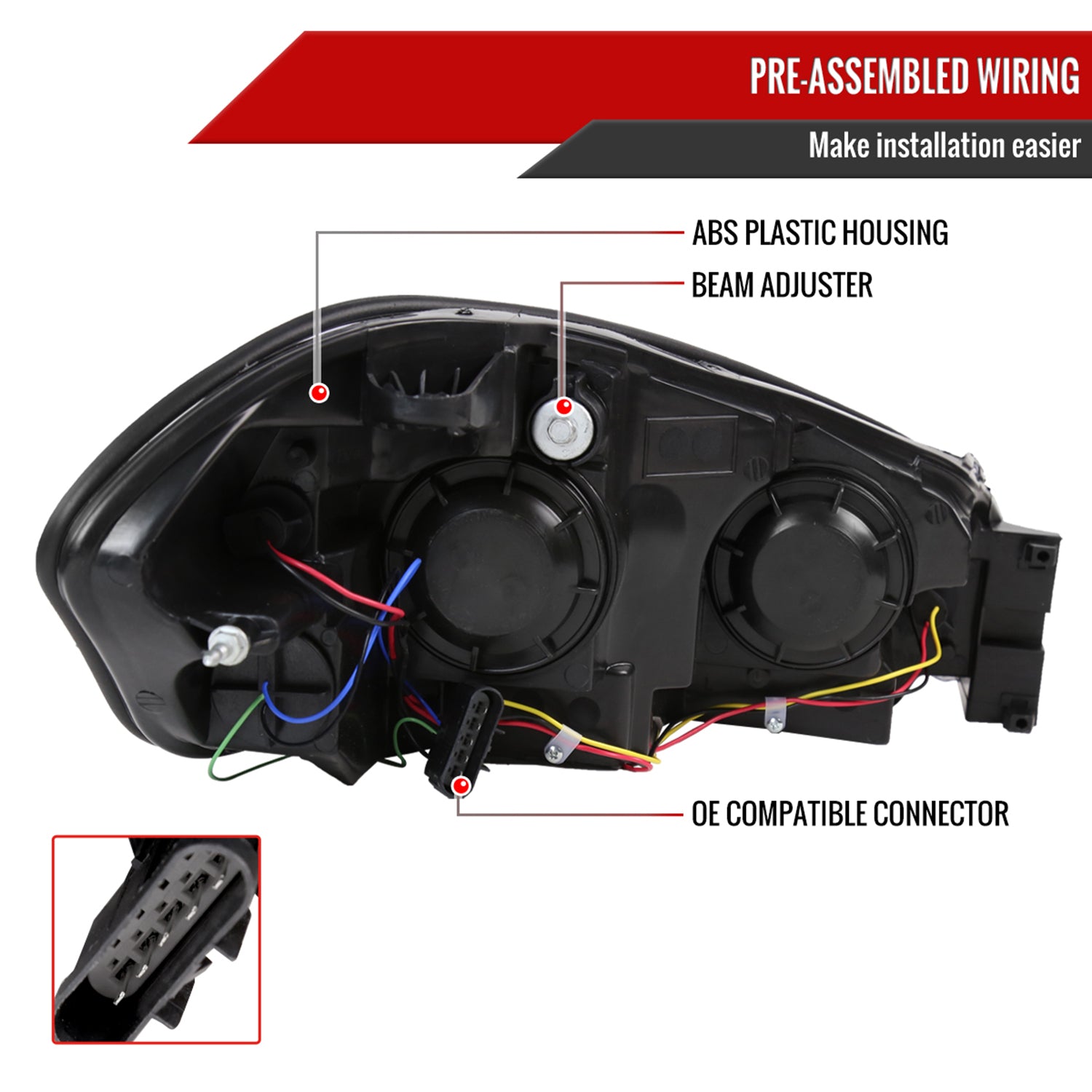 2006-2013 Chevy Impala / Impala Limited /Monte Carlo Headlights Amber & Black