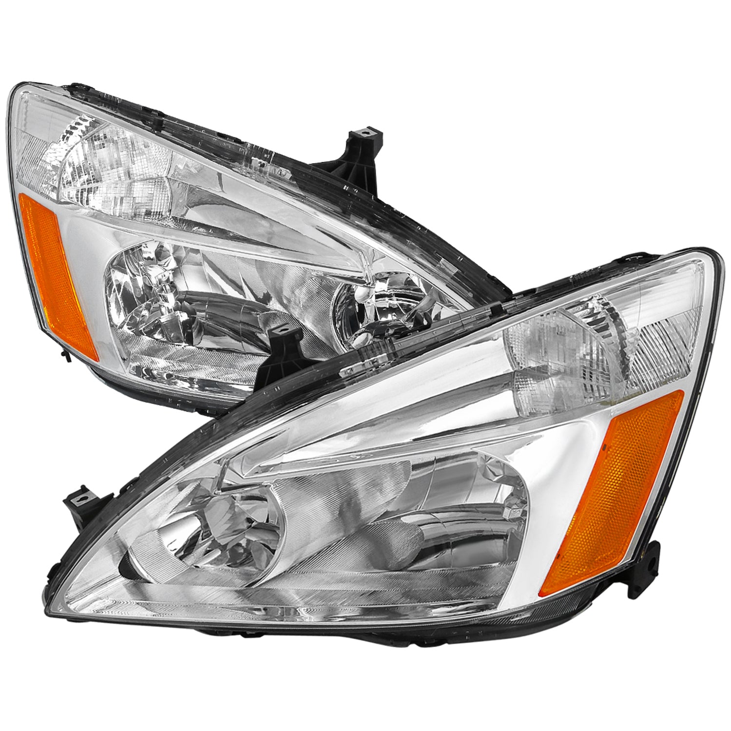 2003-2007 Honda Accord Factory Style Headlights w/Amber Reflector Chrome/Clear