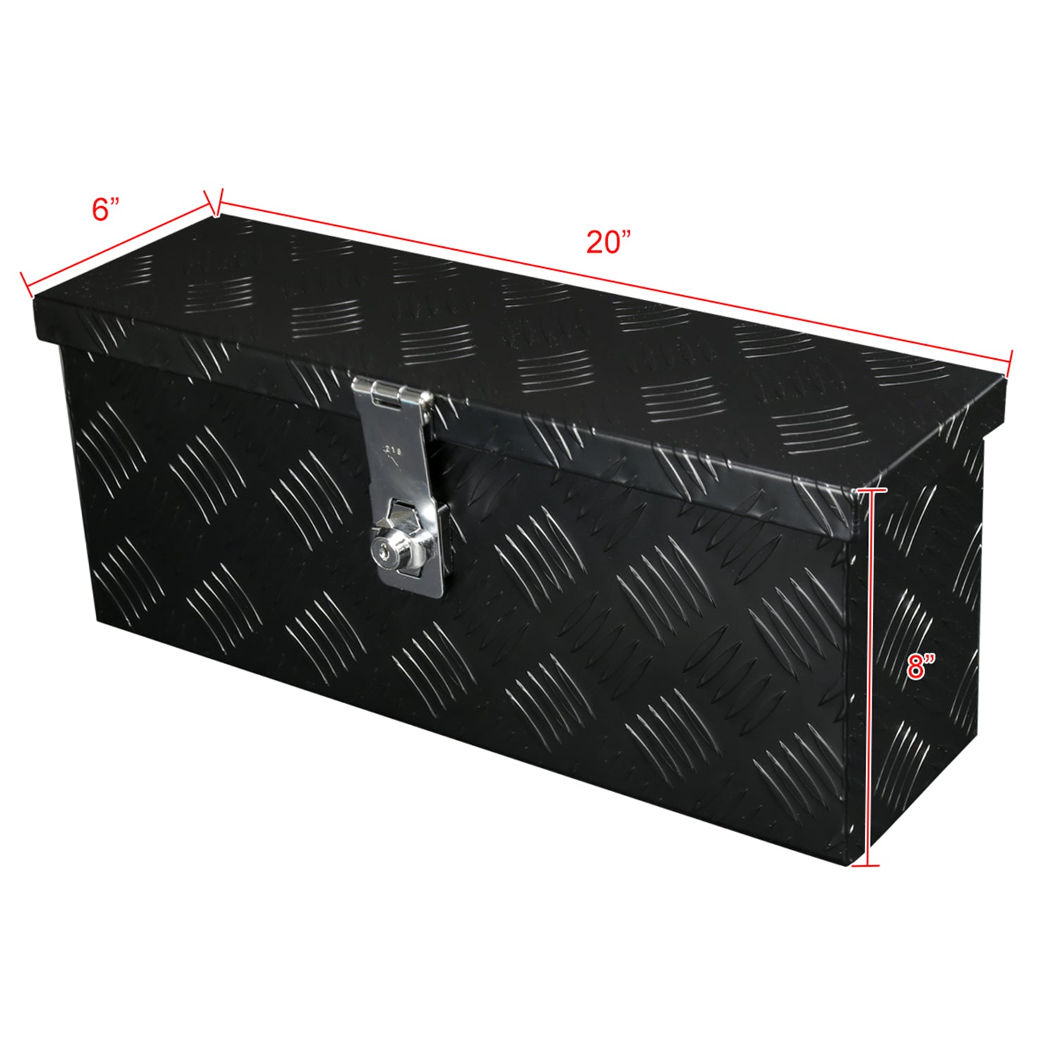Universal 20" Heavy Duty Black Aluminum Truck Tool Box w/ Lock & Keys