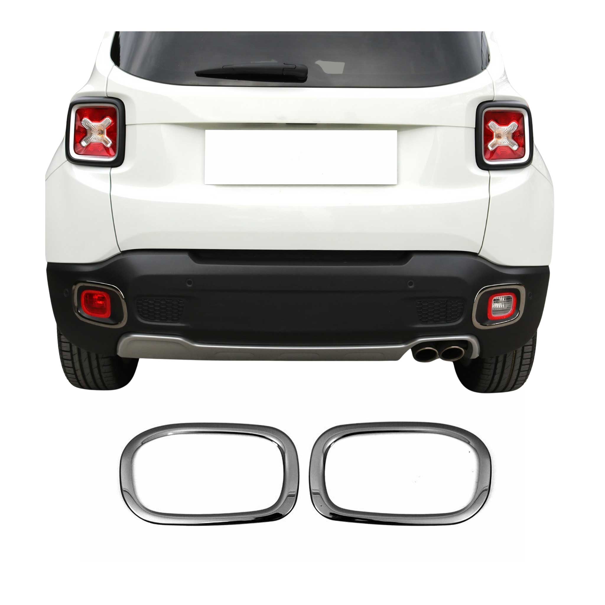 2015-2018 Jeep Renegade Rear Reflector Lamp Rim Frame Dark Steel 2 Pcs