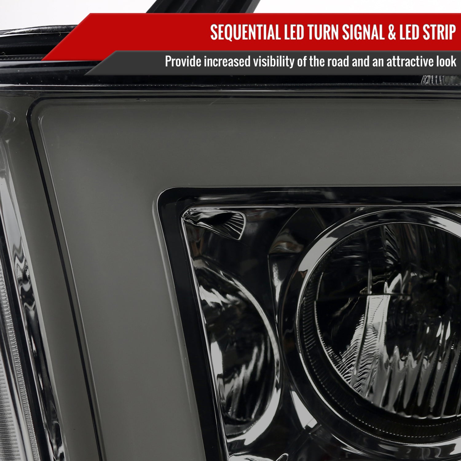 2007-2013 Toyota Tundra/ 08-2017 Sequoia LED CBar Projector Headlights Smoke