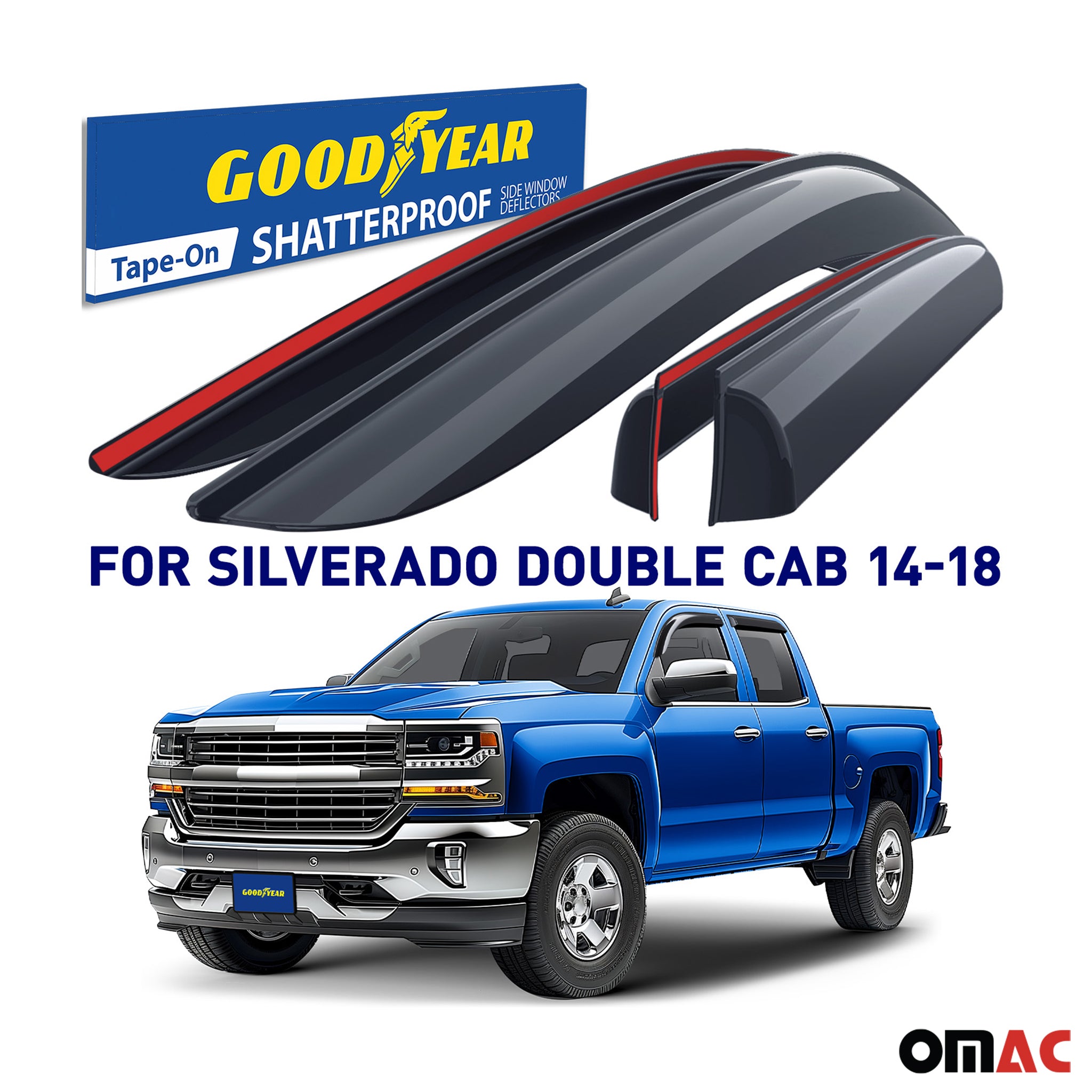 Goodyear Wind Deflectors for Chevy Cruze 2011-15 / Limited 2016 Sedan Smoke 4Pcs