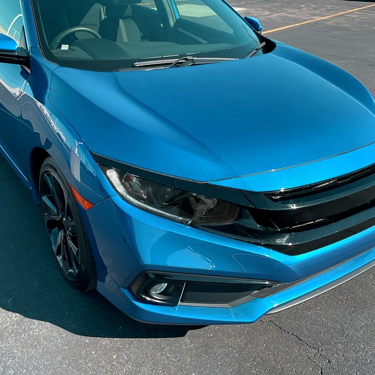 2016-2021 Honda Civic LED Strip Factory Projector Headlights Matt Black/Smoke