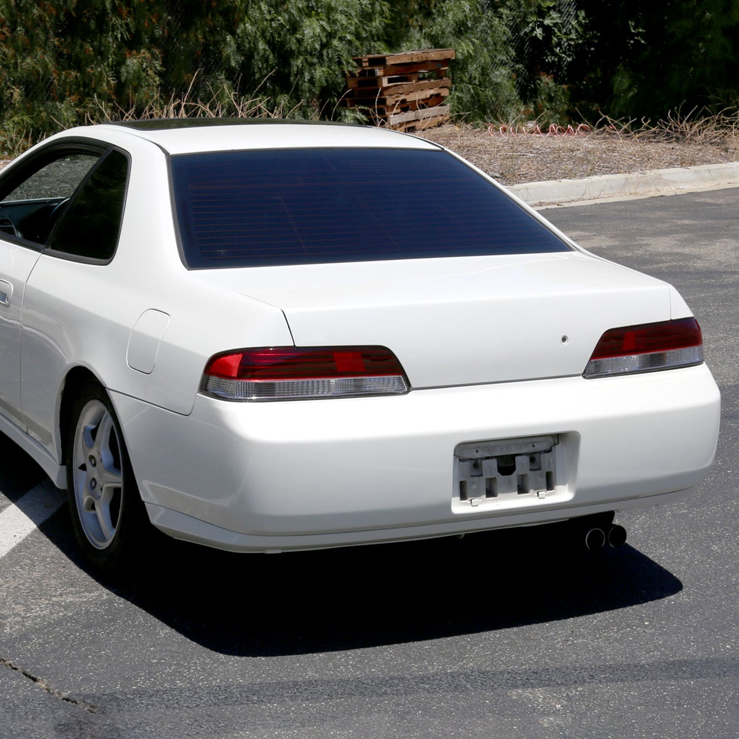 1997-2001 Honda Prelude Tail Lights Chrome Housing/Red Clear Lens