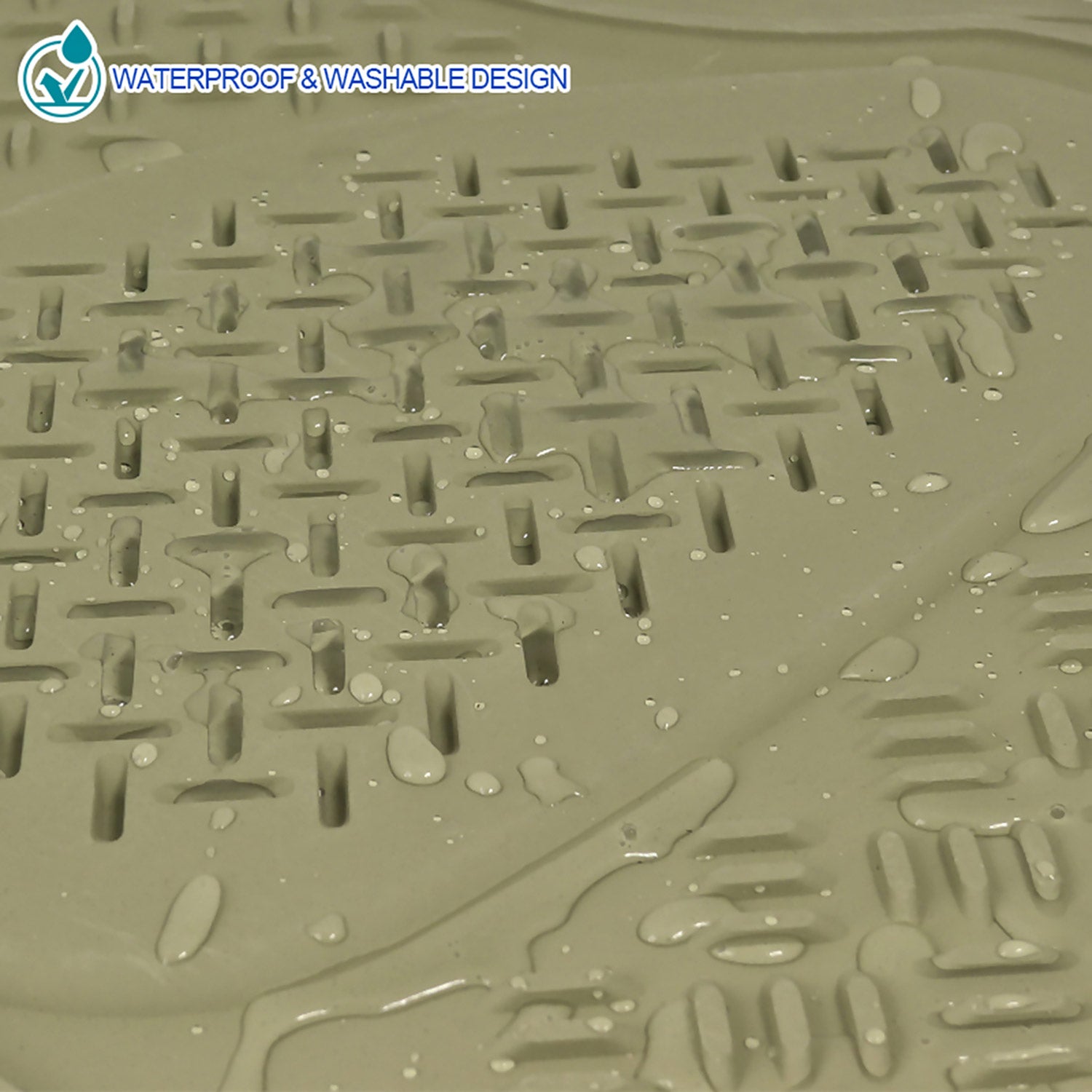 Universal fit Rubber Car Floor Mats Liner All Weather 3Pcs Beige