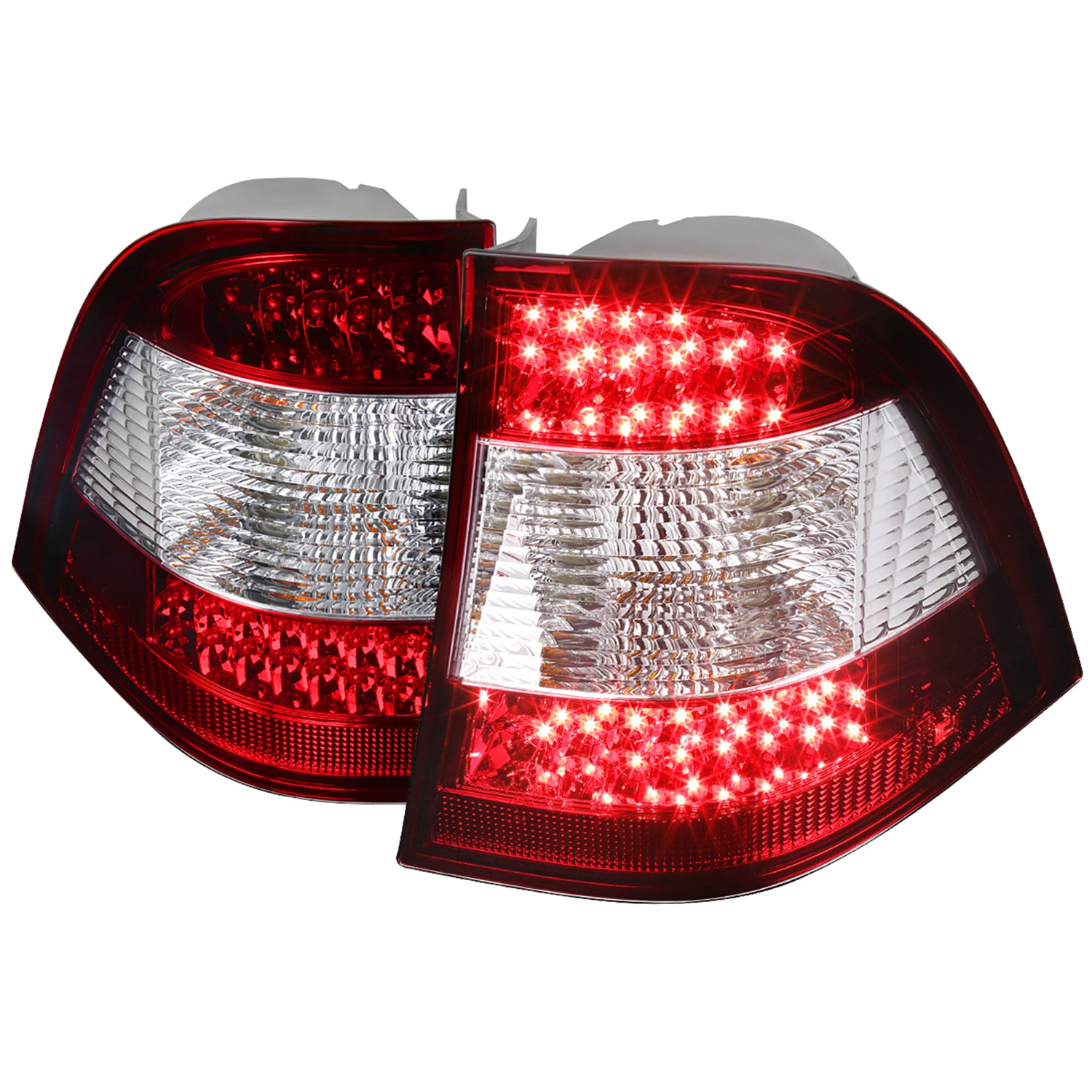 1998-2005 Mercedes Benz W163 M Class LED Tail Lights Chrome/Red Clear Lens