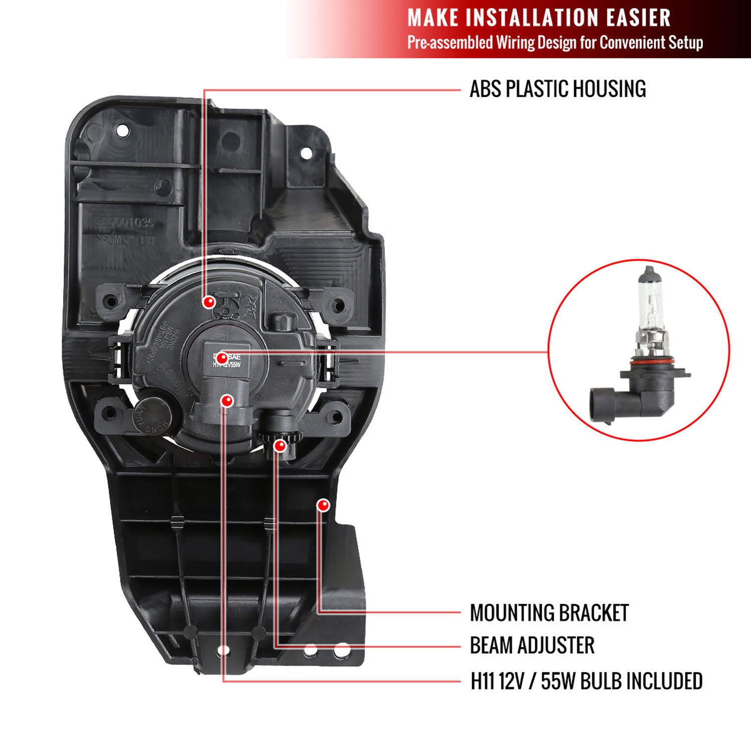 2011-2015 Ford Explorer H11 Fog Lights Kit Switch & Wiring Harness Chrome