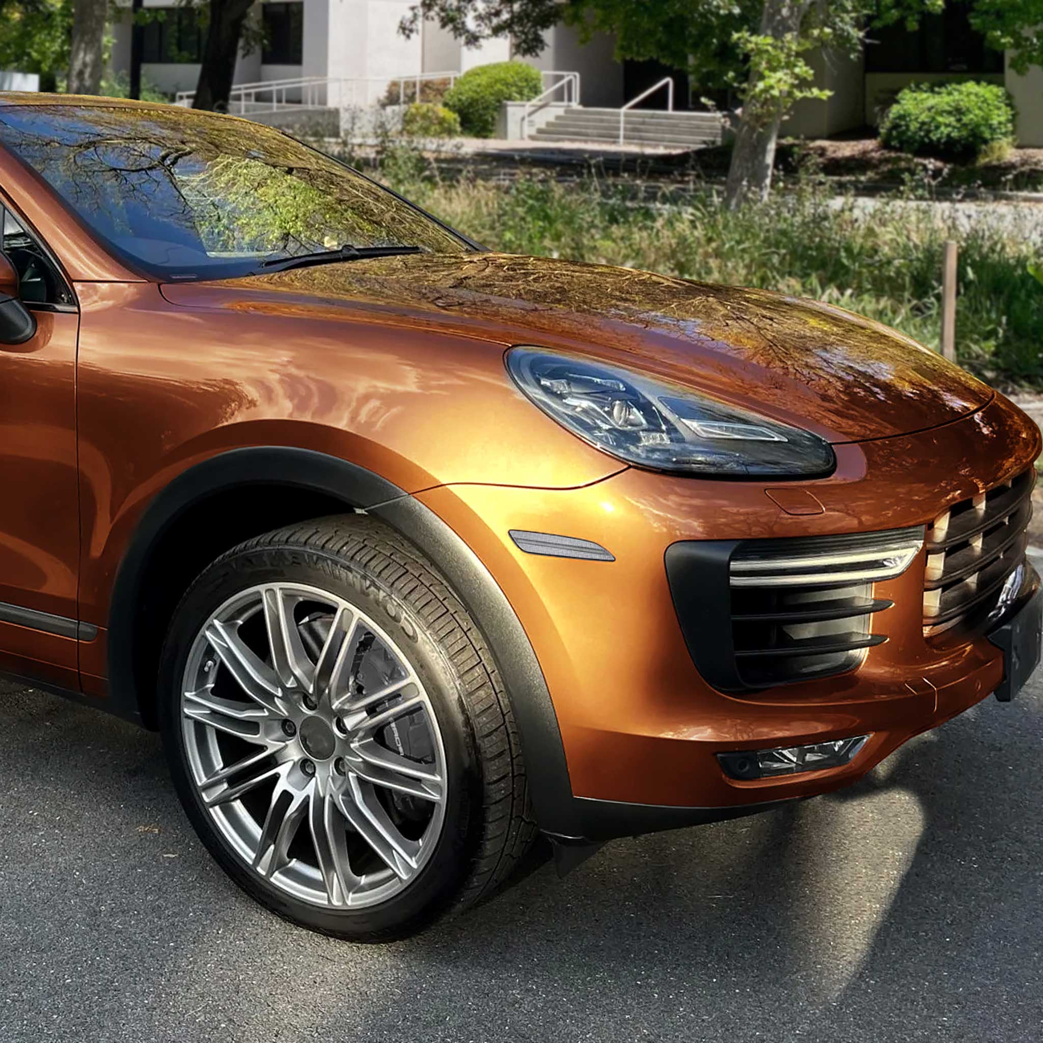 For Porsche Cayenne 958 2015-2018 Front Bumper LED Side Marker Turn Signal Lights Chrome Housing Clear Lens