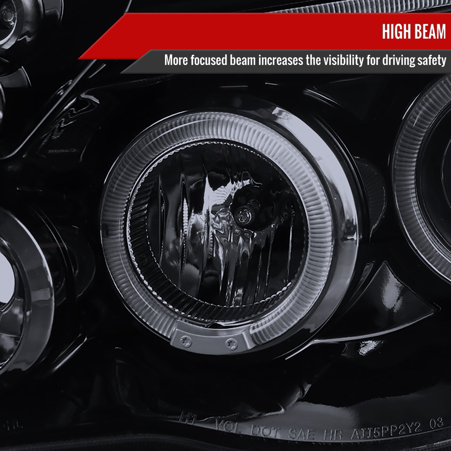 2005-2011 Toyota Tacoma Dual Halo Projector Headlights Glossy Black/Smoke Lens