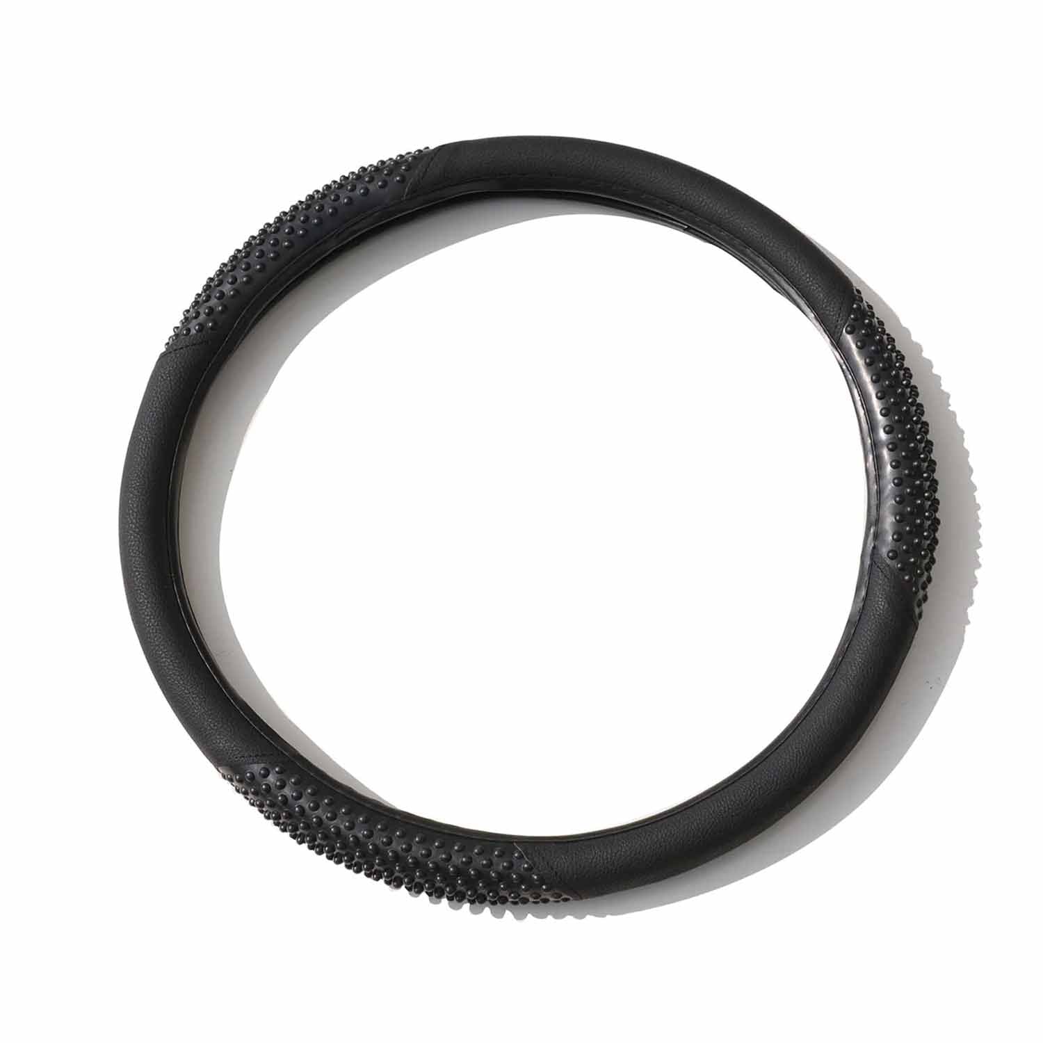 14.5-15.5’’ Steering Wheel Cover Black Leather Breathable Anti-slip