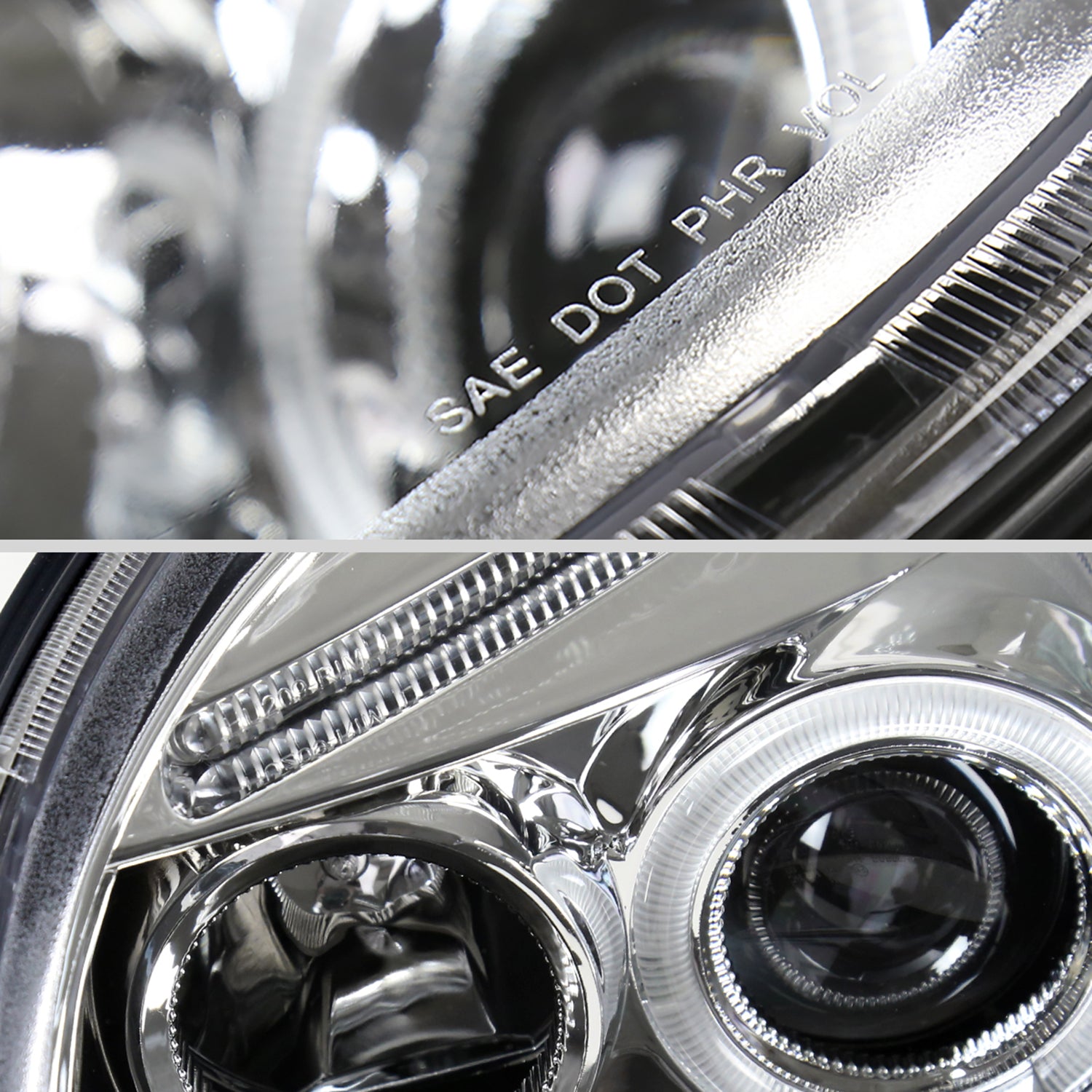 1998-2005 VW Beetle Halo Projector Headlights Chrome/Clear Lens