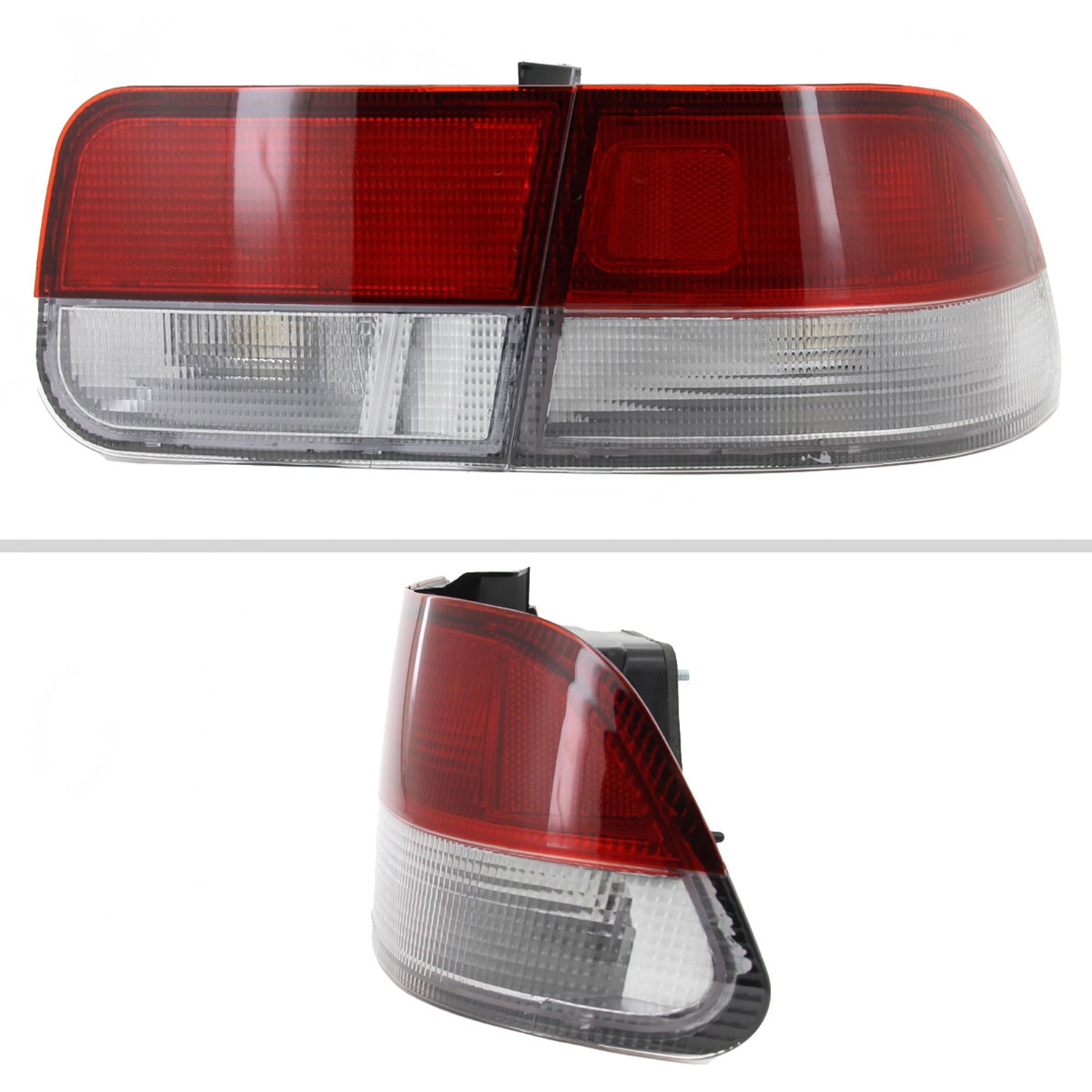 1996-2000 Honda Civic Coupe Tail Lights Chrome Housing/Red Clear Lens