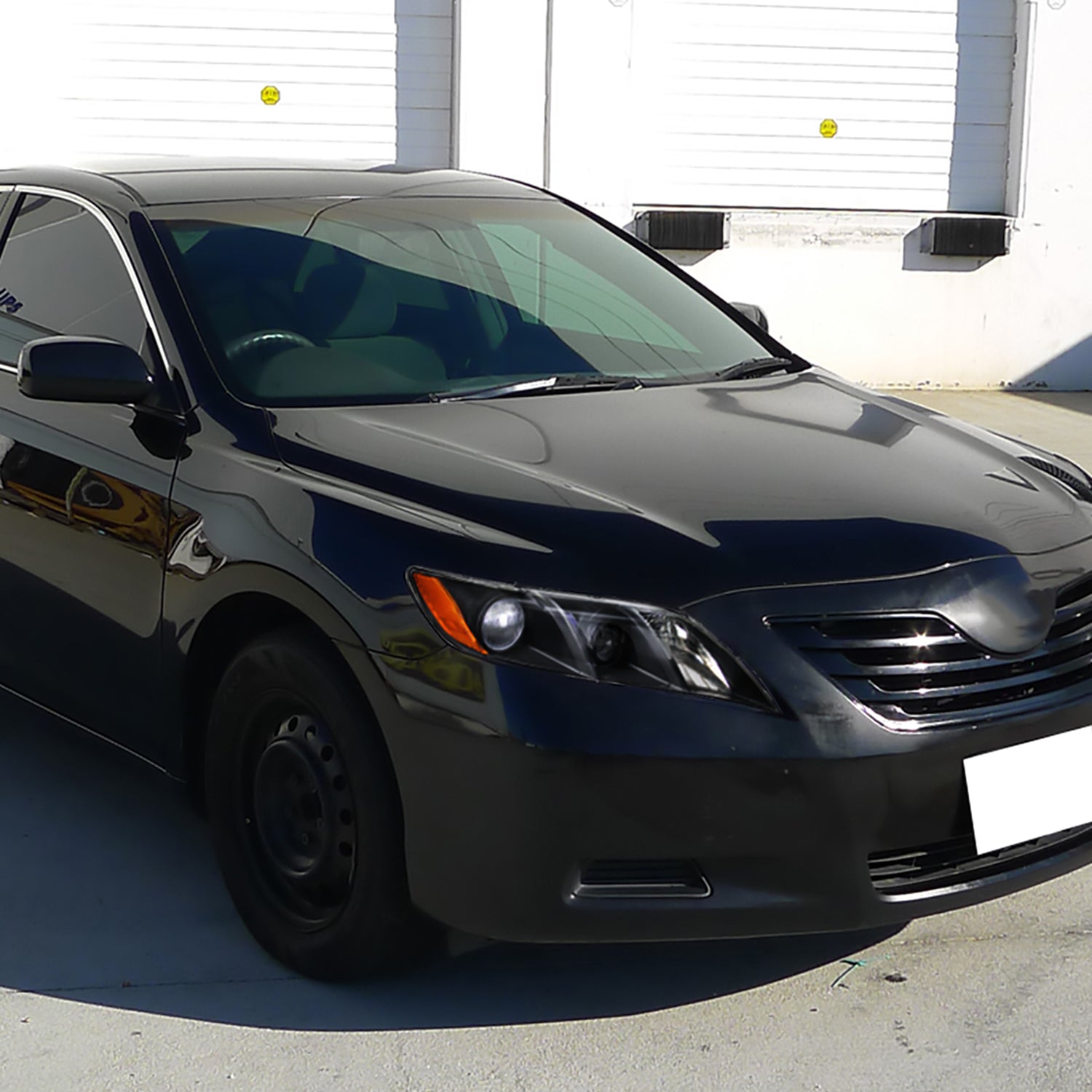 2007-2009 Toyota Camry Projector Headlights Amber Reflectors Matt Black/Clear