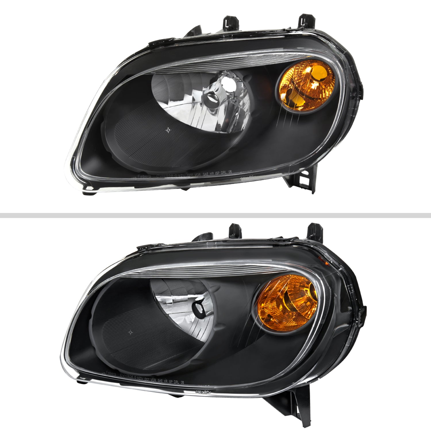 2006-2011 Chevy HHR Factory Style Headlights Matte Black Housing/Clear Lens
