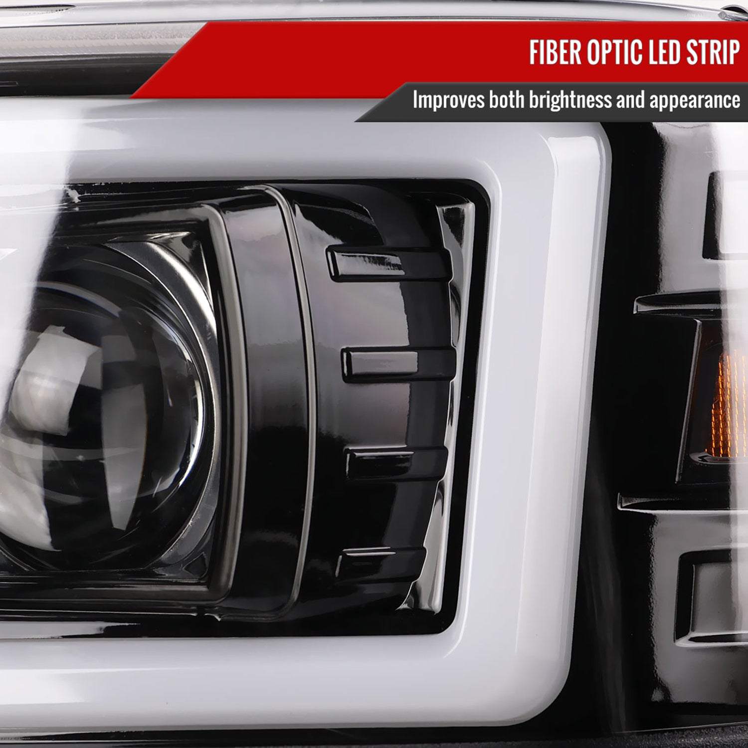 2000-2006 GMC Sierra/Denali/Yukon LED Strip Projector Headlights Glossy Black