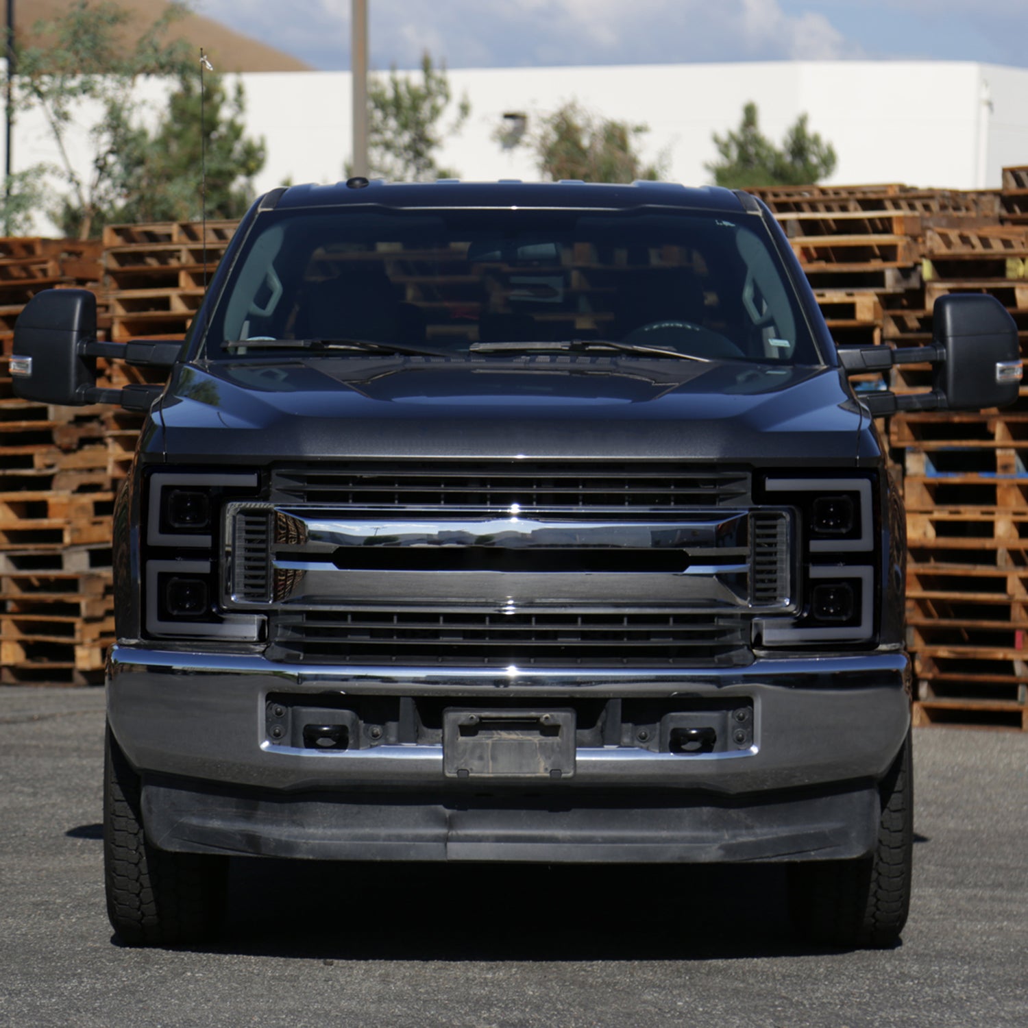 2017-2019 Ford F-250 F-350 F-450 F550 LED C-Bar Headlights Signal Glossy Black