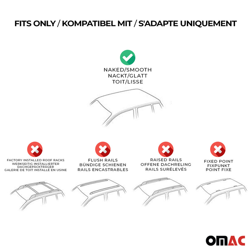 2015-2021 VW Golf Mk7 Roof Racks Cross Bars Black