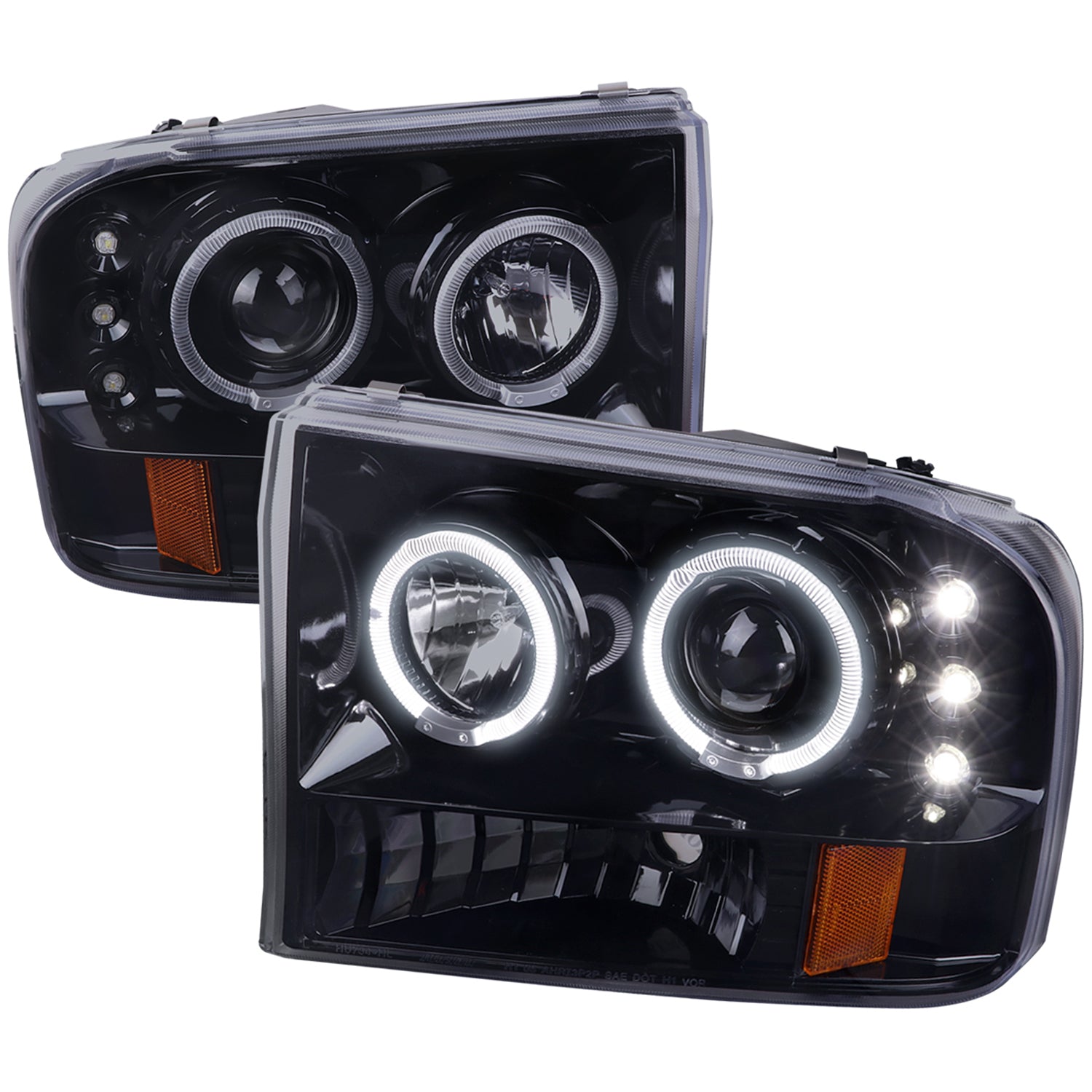 1999-2004 Ford Excursion F-250 F-350 F-450 F-550 Dual Halo Headlights Smoke