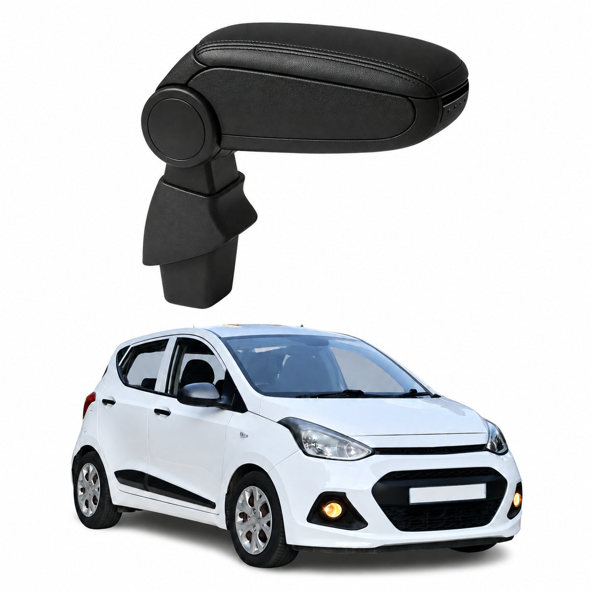 2013-2018 Hyundai i10 Black Center Console Armrest Plastic PU Leather 1Pc