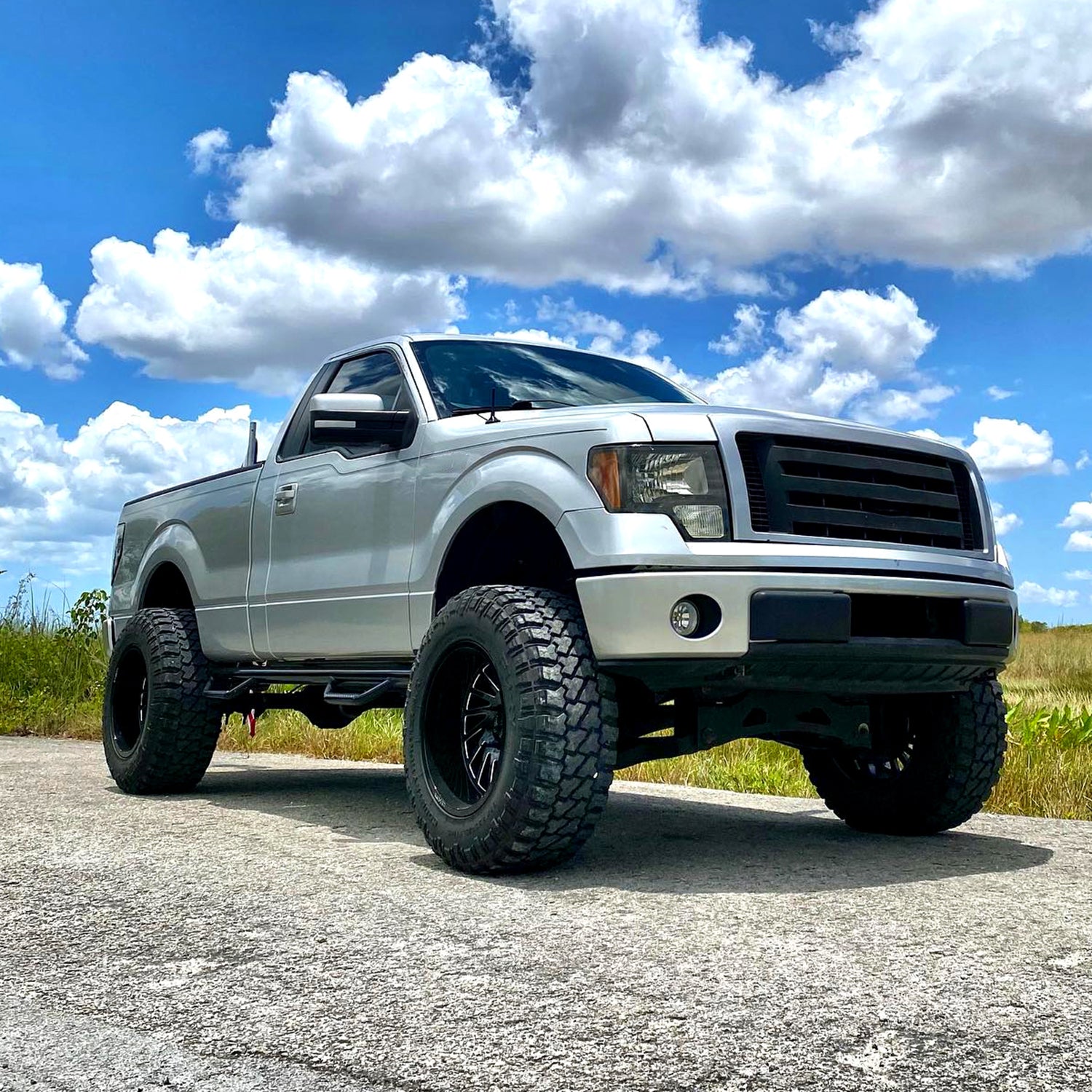 2009-2014 Ford F-150 Factory Crystal Headlights Amber Reflector Matt Black