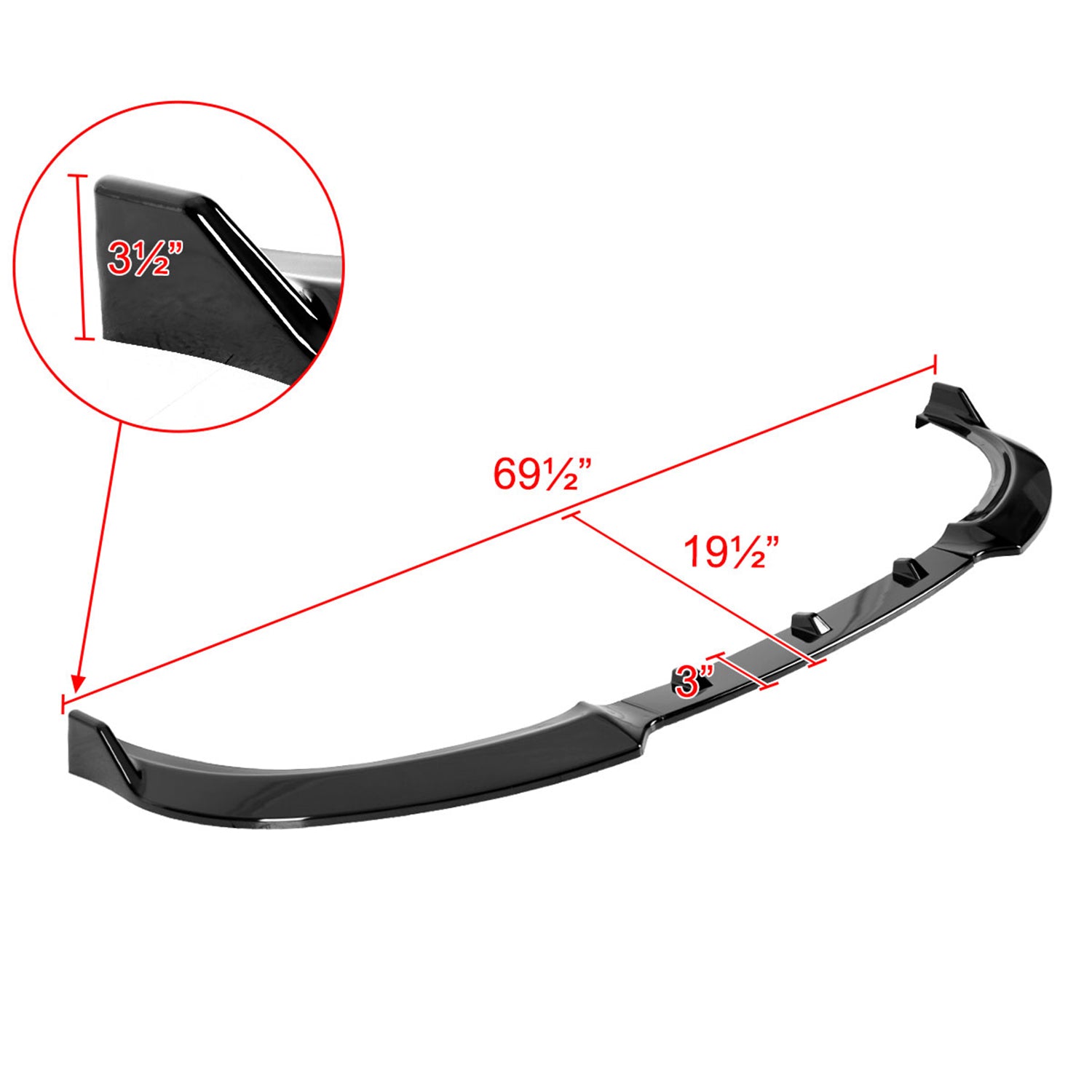 2019-2021 BMW 3-Series G20/G21 Glossy Black 3PC Front Bumper Lip Splitter Kit