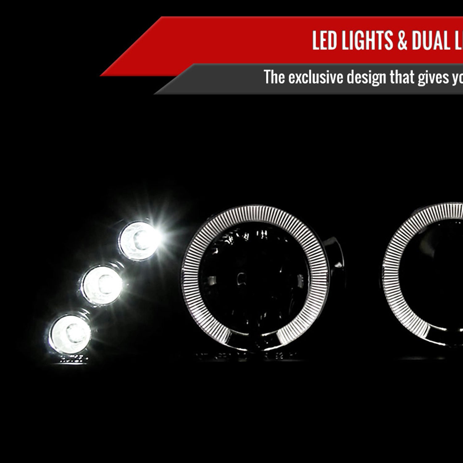 1993-1997 Toyota Corolla Dual Halo Projector Headlights Matte Black/Clear Lens