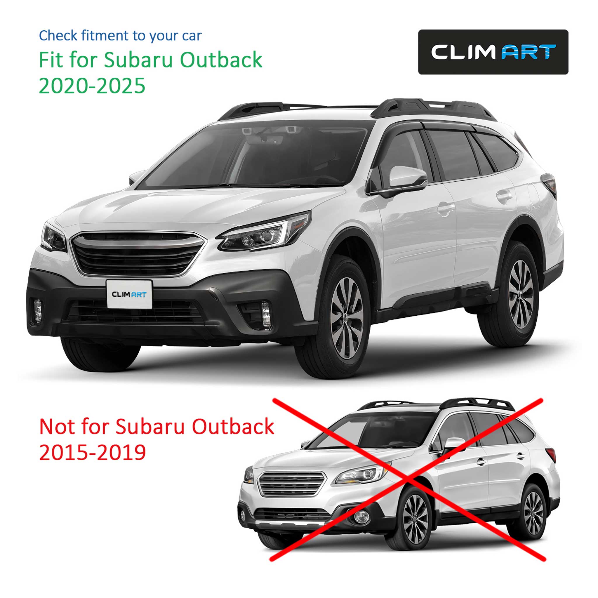 Clim Art Wind Deflectors for Subaru Outback 2020-2025 Tape-On Dark Smoke 6Pcs