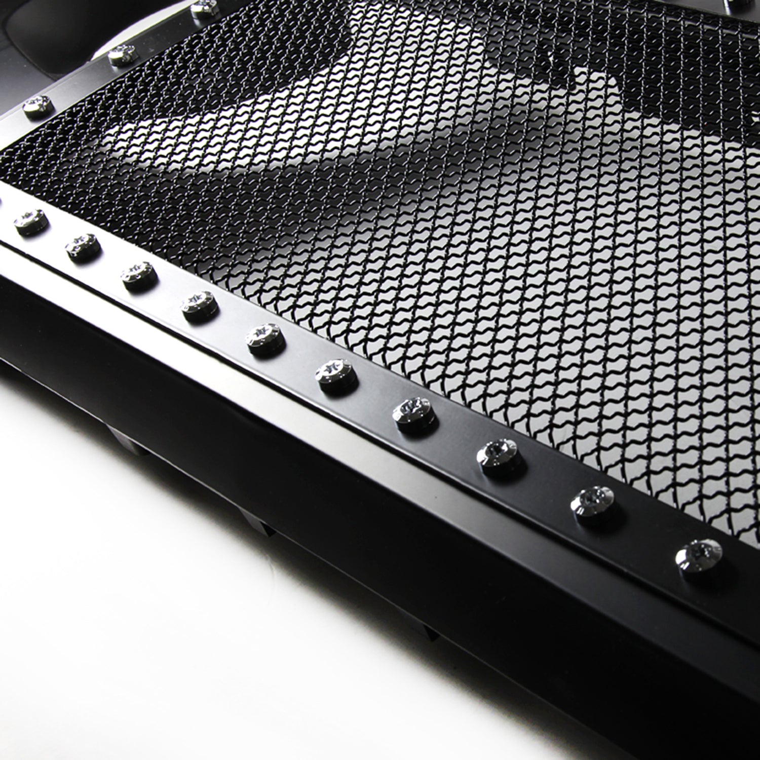 2007-2018 Jeep Wrangler Matte Black Rivet Style Mesh Grille