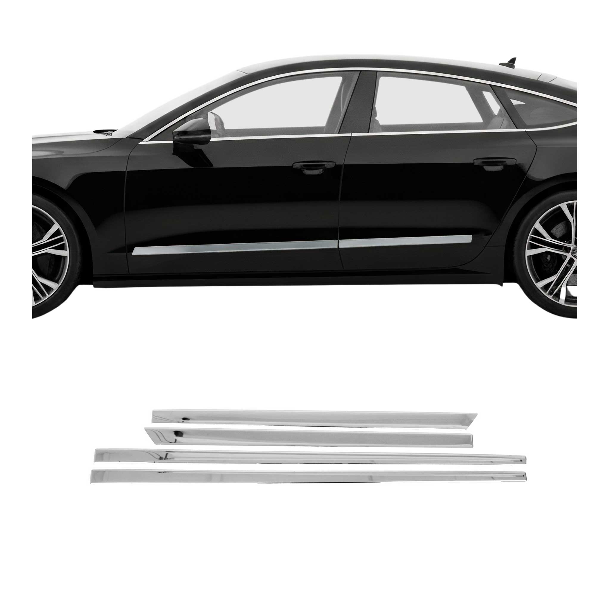2019-2024 Audi A7 S7 RS7 Sportback Side Door Molding Trim Skirt Garnish 4Pcs