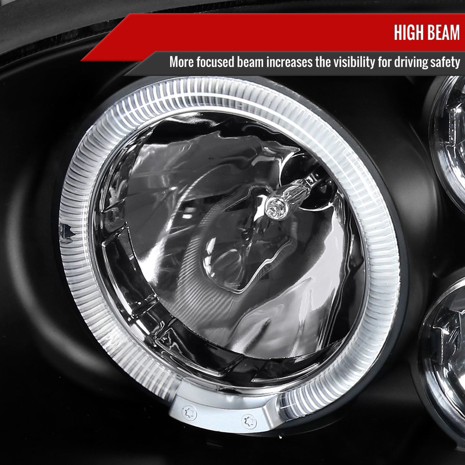 1993-1998 VW Golf Mk3/Cabrio Dual Halo Projector Headlights Matt Black/Clear