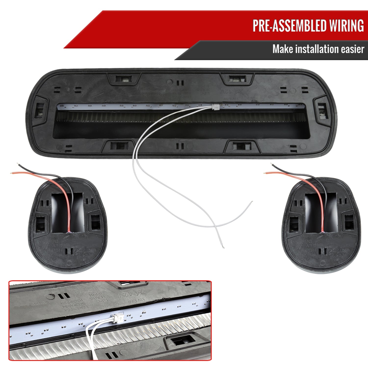 Universal 3PC Set Roof Cab Amber LED Lights Black Housing/Clear Lens