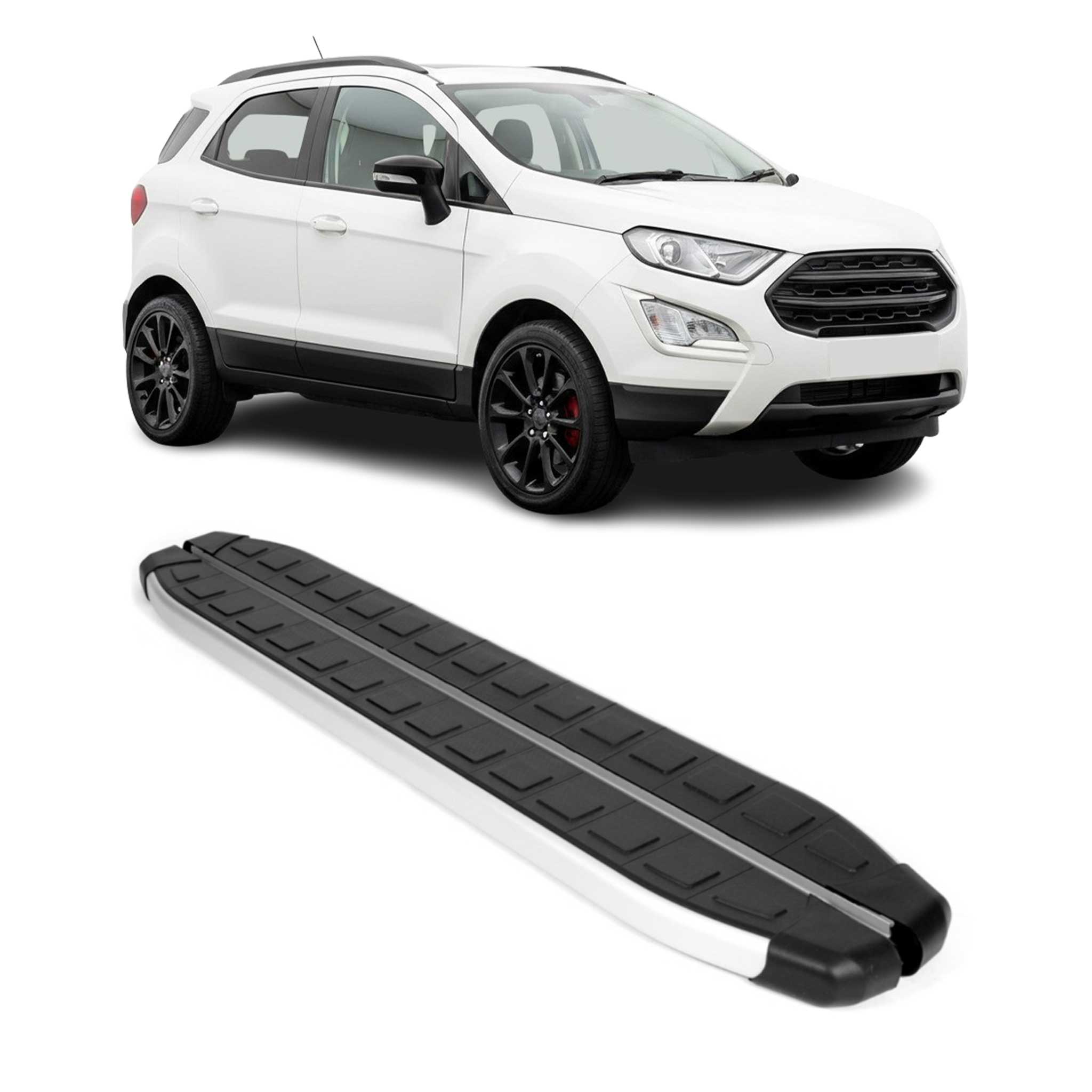 2013-2017 Ford EcoSport Running Boards Side Steps Silver & Black
