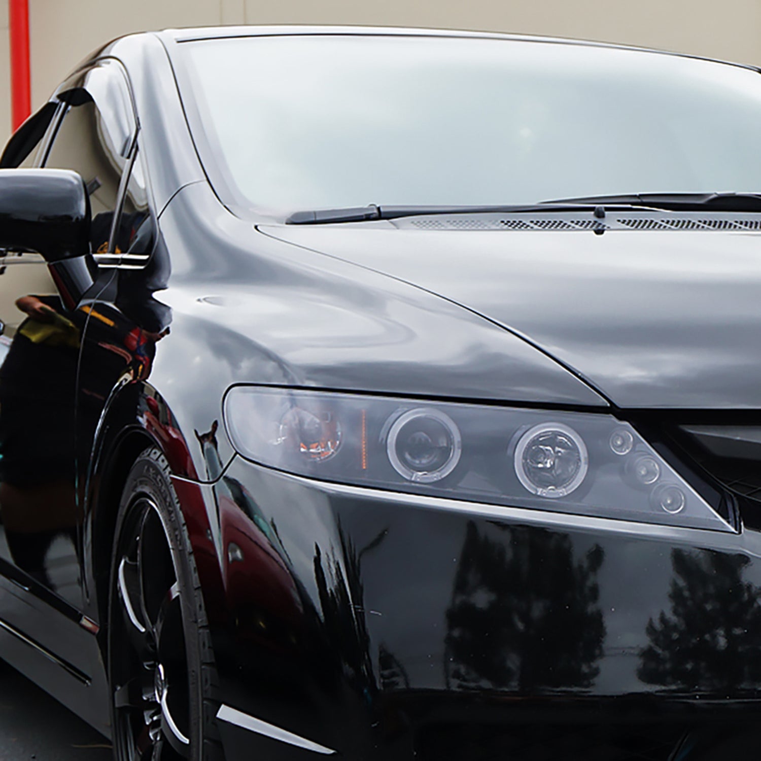 2006-2011 Honda Civic Sedan Dual Halo Projector Headlights Glossy Black/Smoke