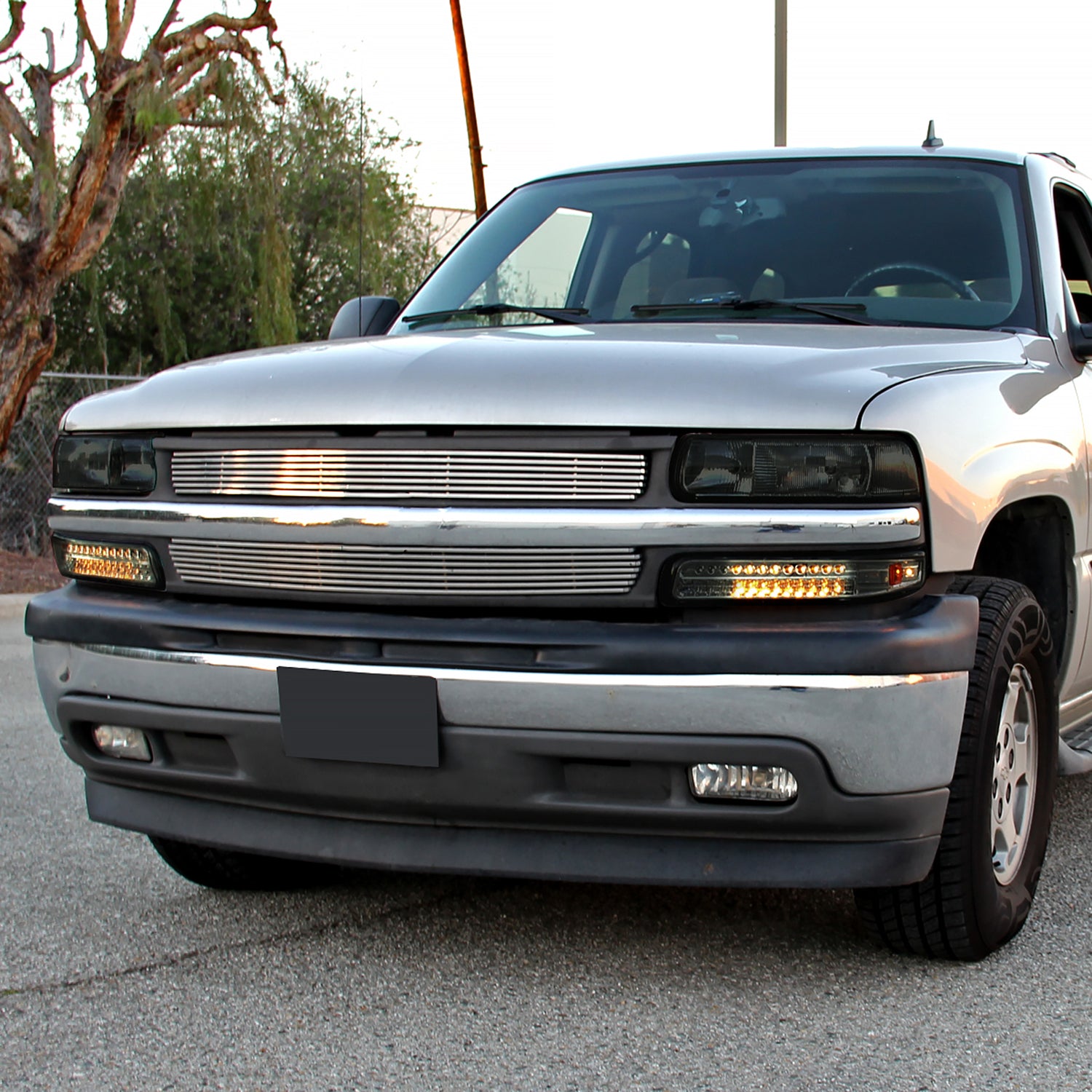 1999-2002 Chevy Silverado/ 00-2006 Tahoe Suburban LED Bumper Lights Chrome Smoke