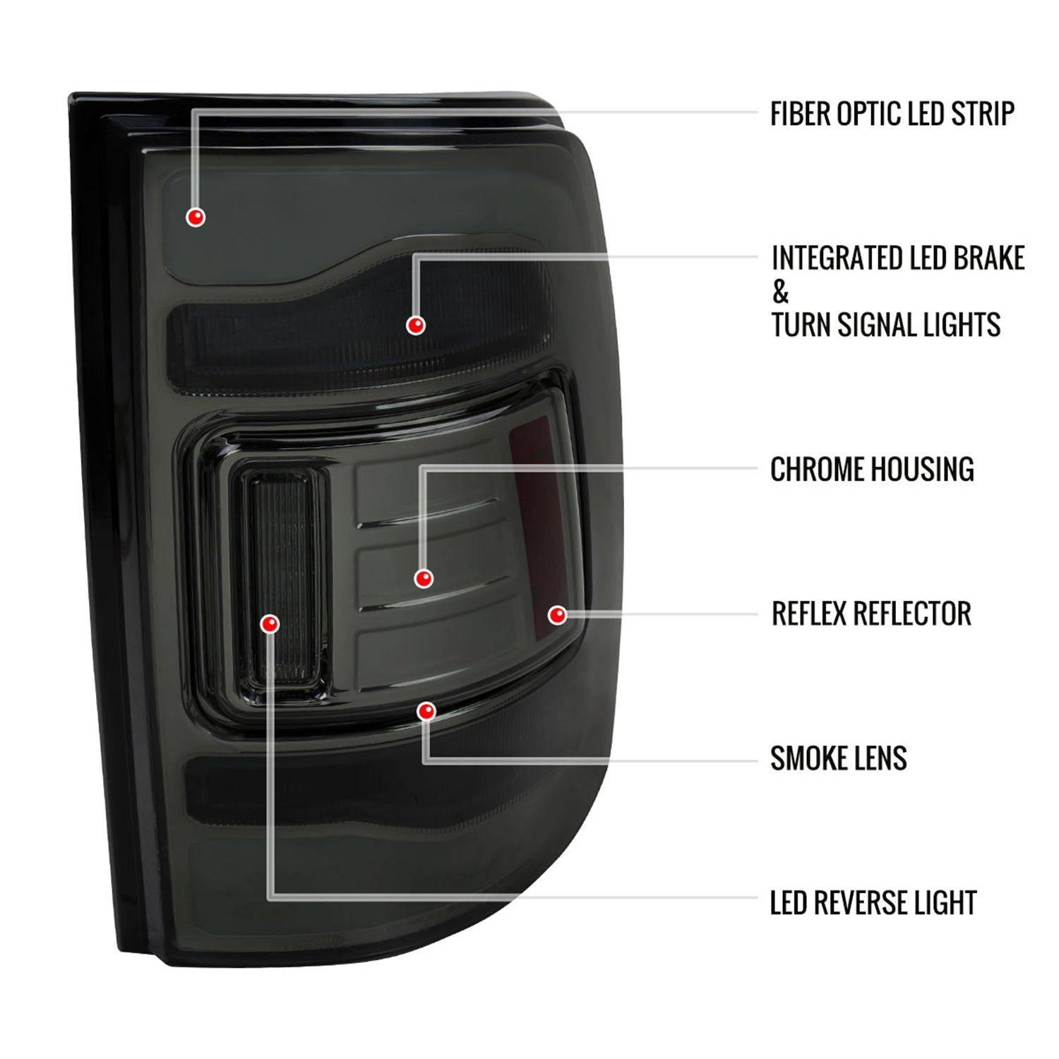 2009-2018 Dodge RAM 1500 2500 3500 LED Bar Tail Lights Chrome/Smoke