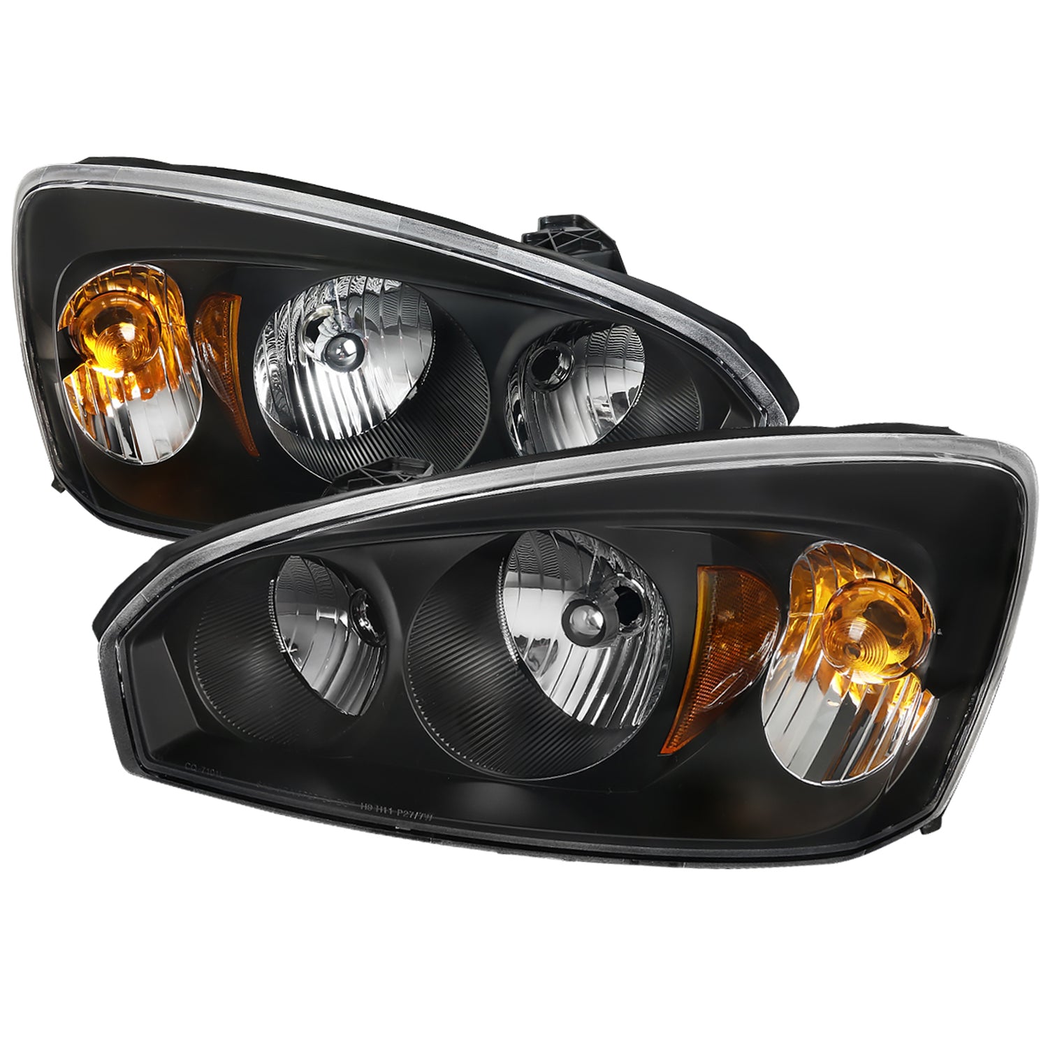 2004-2007 Chevy Malibu Factory Headlights w/Amber Reflectors Matt Black/Clear