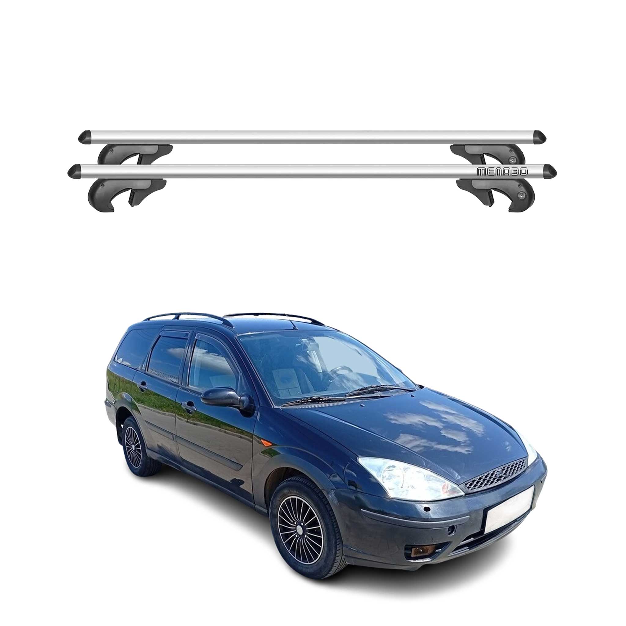 2000-2007 Ford Focus Wagon Roof Rack Cross Bars Silver