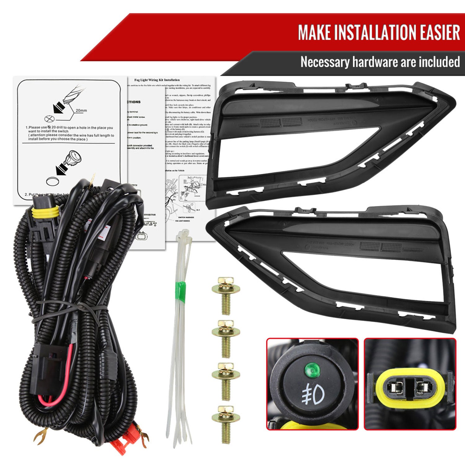 2019-2021 VW Jetta H11 Fog Lights Kit Chrome Housing/Clear Lens