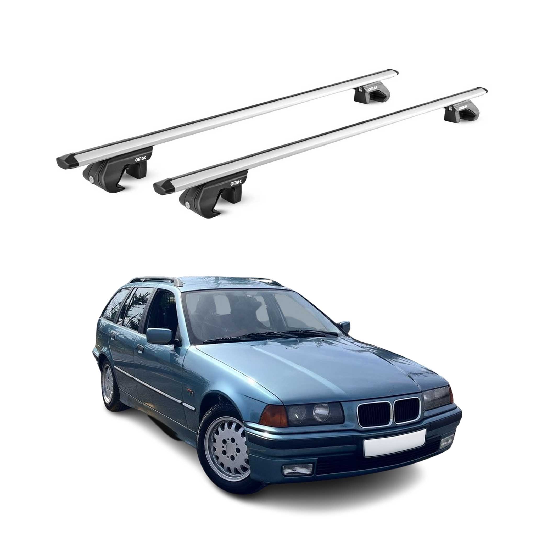 1992-1999 BMW 3 Series E36 Wagon Roof Rack Cross Bars Silver