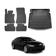2014-2019 BMW 4 Series F32 Coupe Floor Mats & Cargo Liner Full Set All Weather Black
