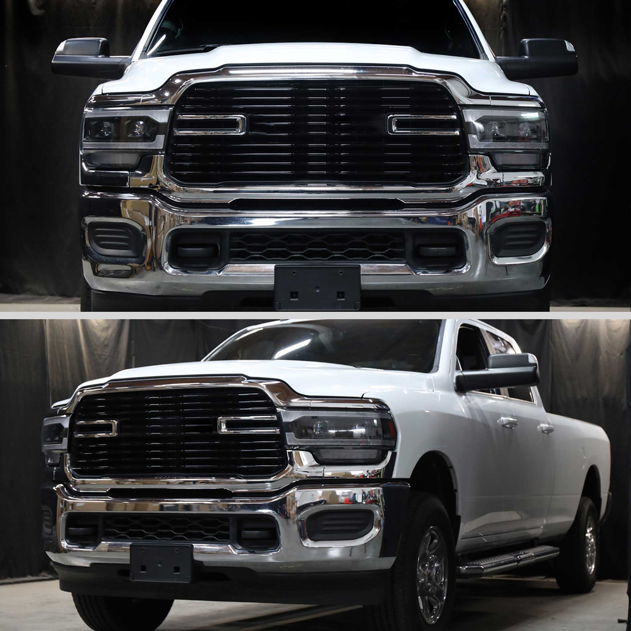 For Dodge RAM 2500 3500 5000 5500 2019-2024 Switchback LED Turn Signal Projector Headlights Matte Black Housing Clear Lens