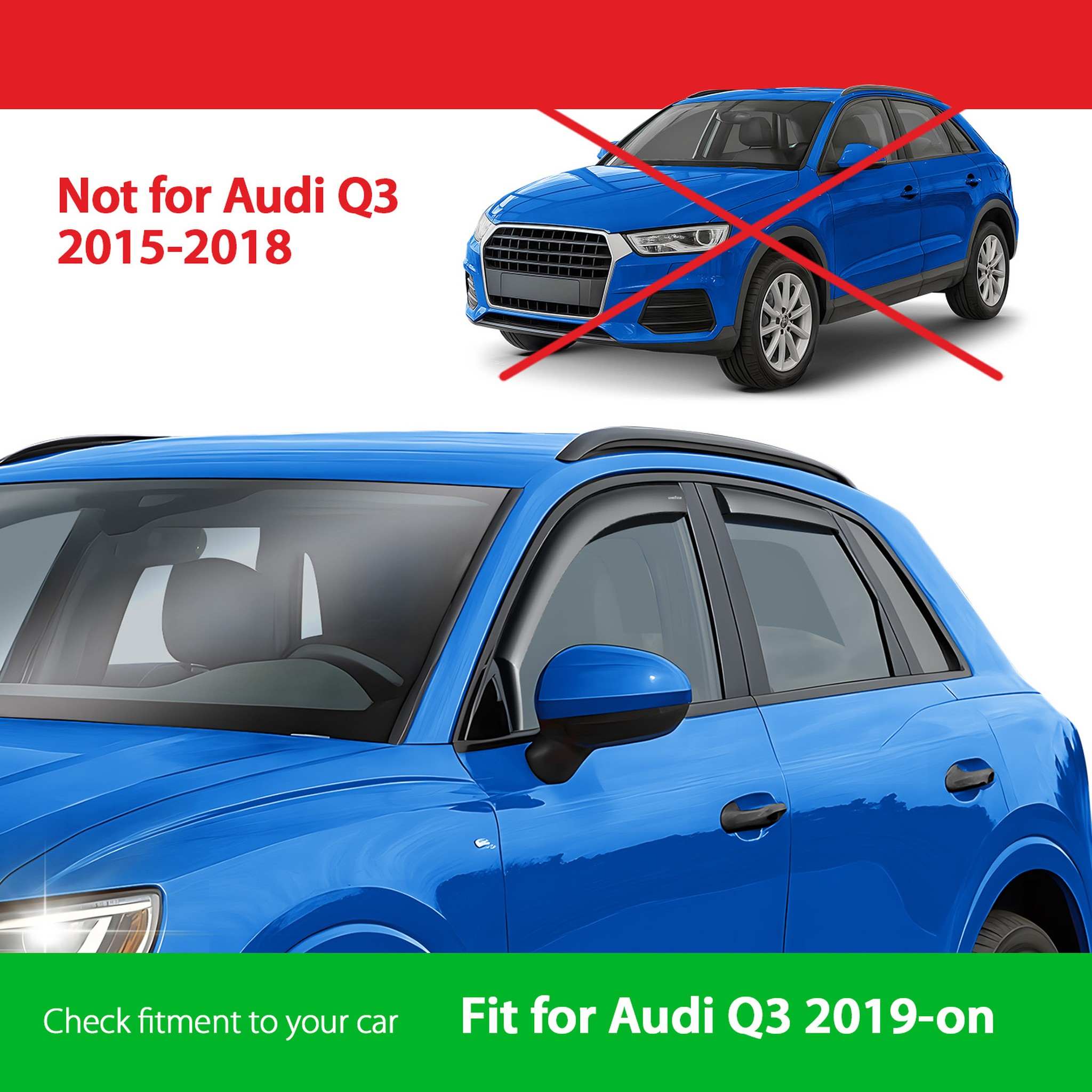 Goodyear Wind Deflectors for Audi Q3 2019-2026 In-channel Premium Smoke 4Pcs