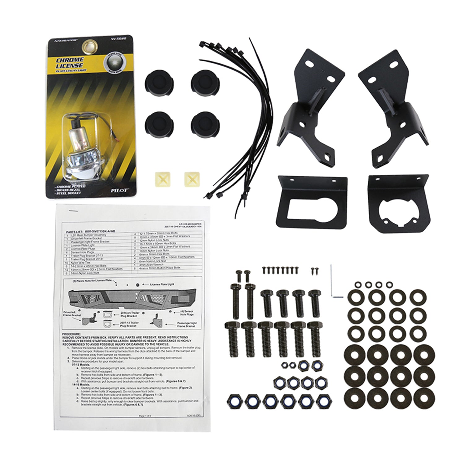2007-2018 Chevy Silverado 1500 Heavy Duty Steel Rear Step Bumper License Lamp