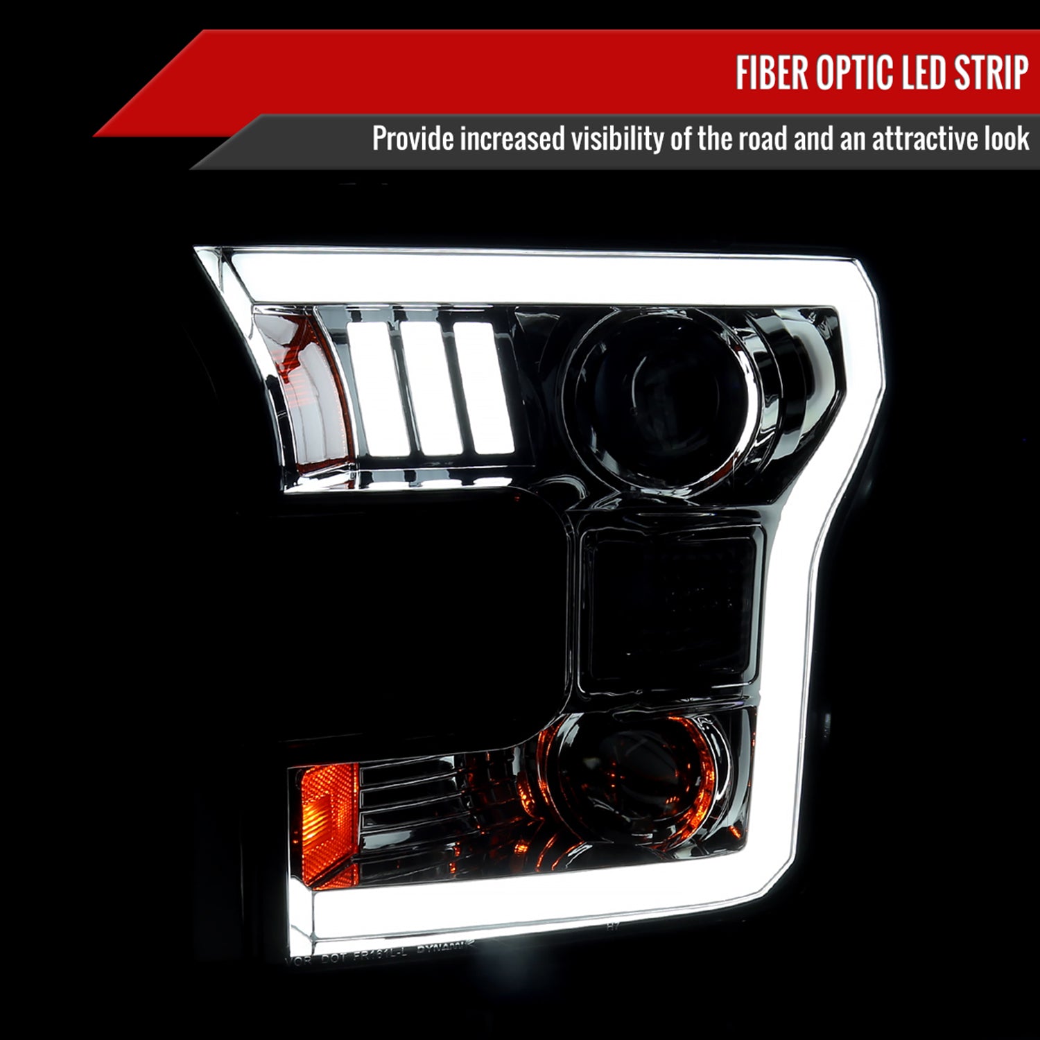 2015-2017 Ford F-150 LED Bar Projector Headlights Chrome / Smoked Lens